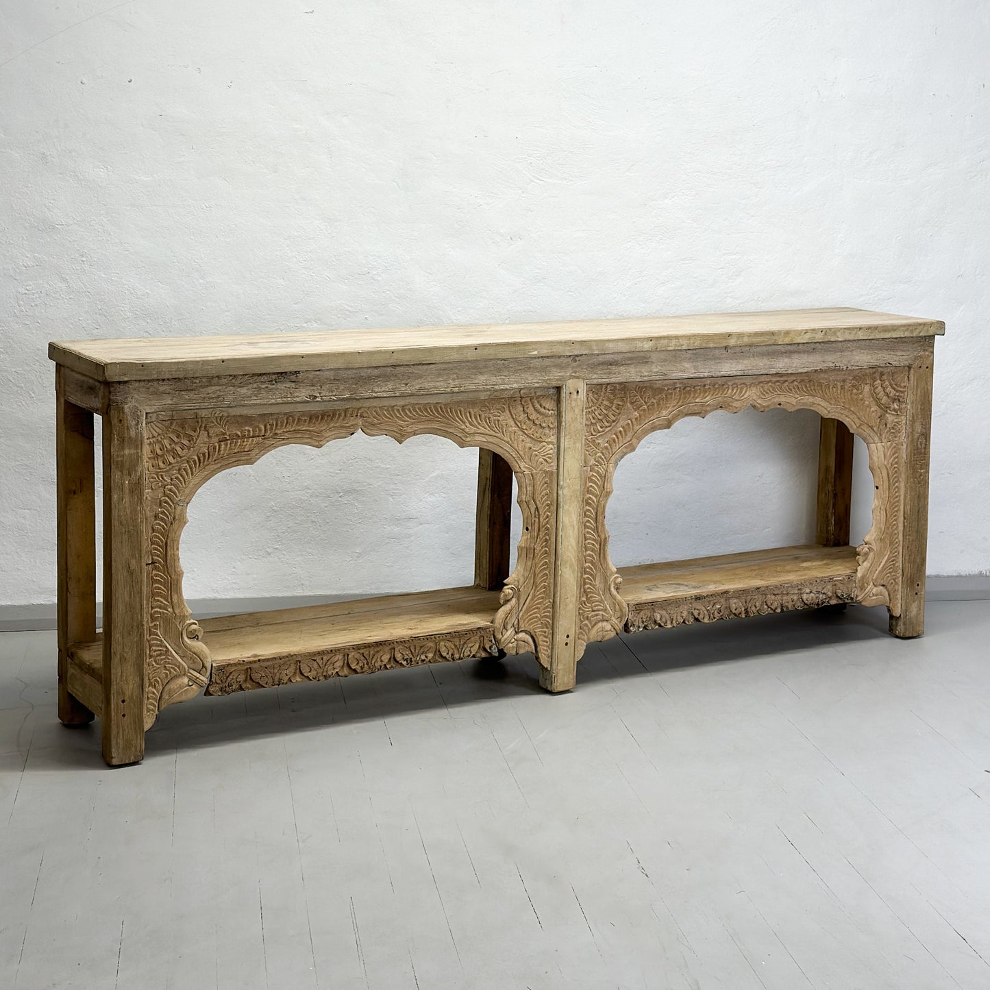 Carved Console with Framed Shelf