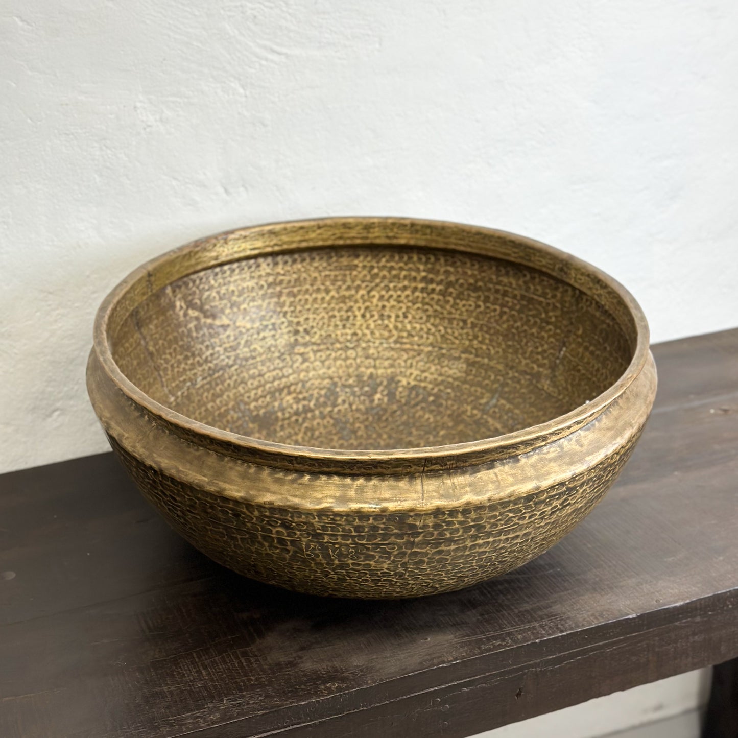 Large Hammered Brass Bowl