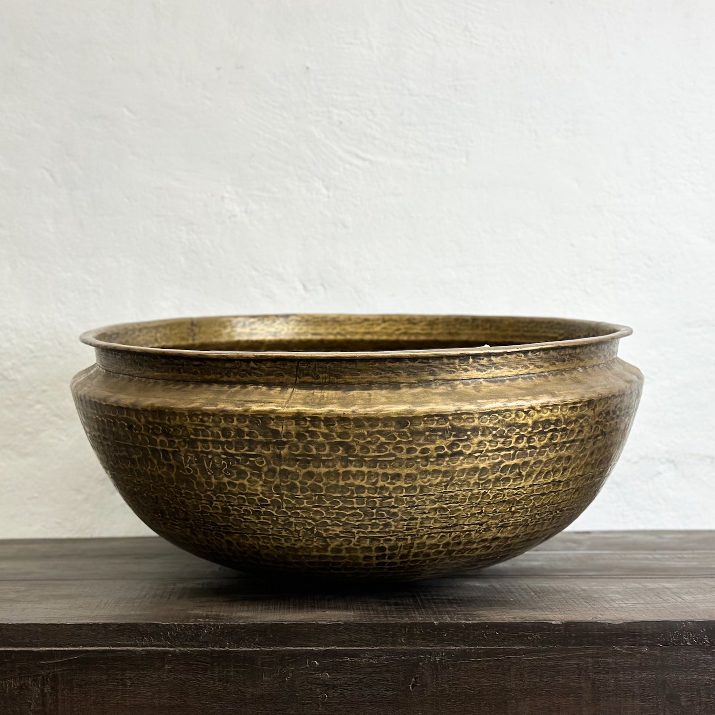 Large Hammered Brass Bowl