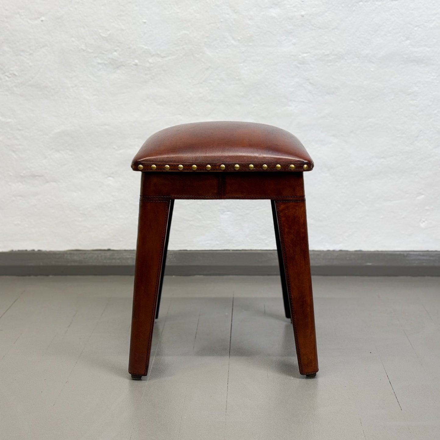 Tan Leather Chess Stool
