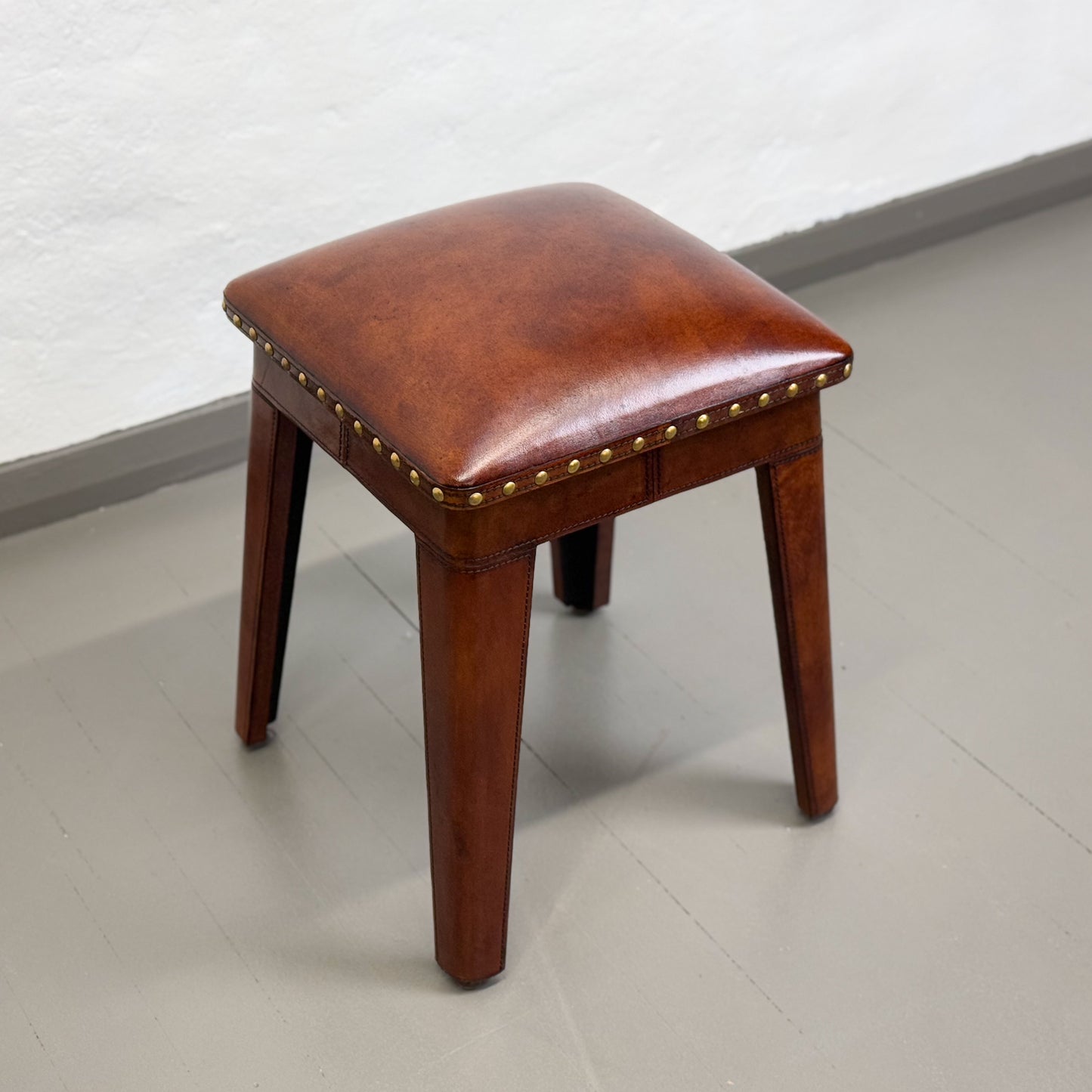 Tan Leather Chess Stool