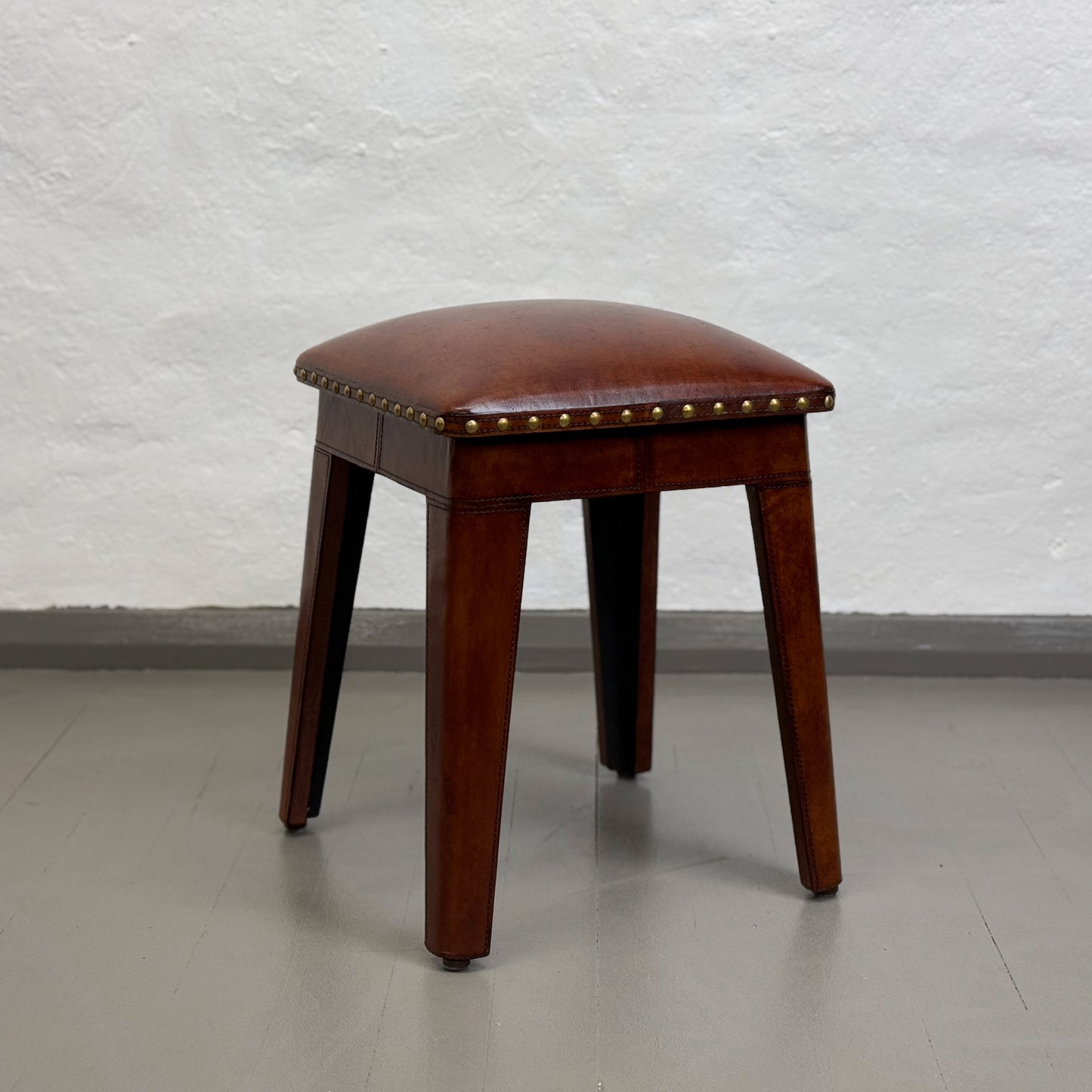 Tan Leather Chess Stool