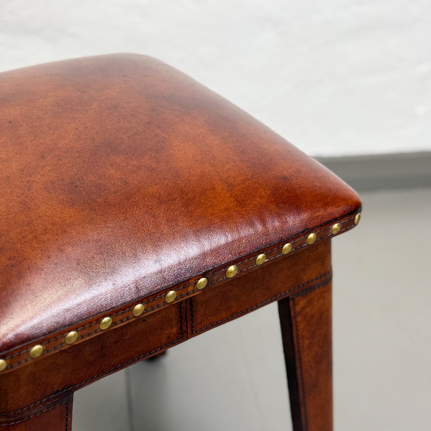 Tan Leather Chess Stool
