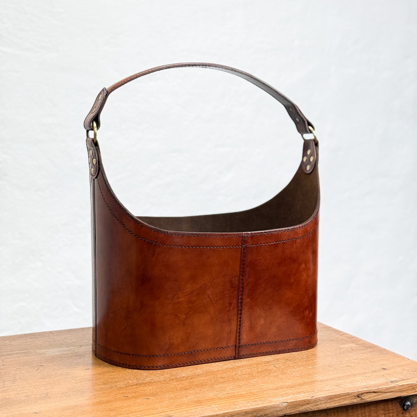 Leather Basket with Handle