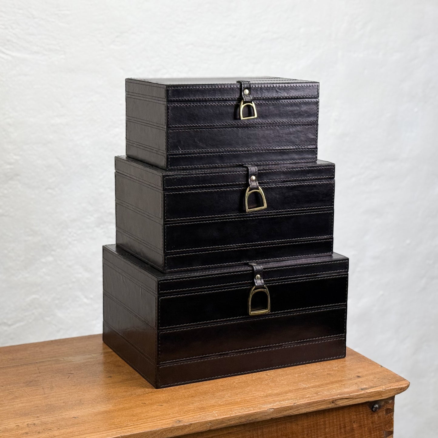 Black Leather Box with Stirrup Clasp