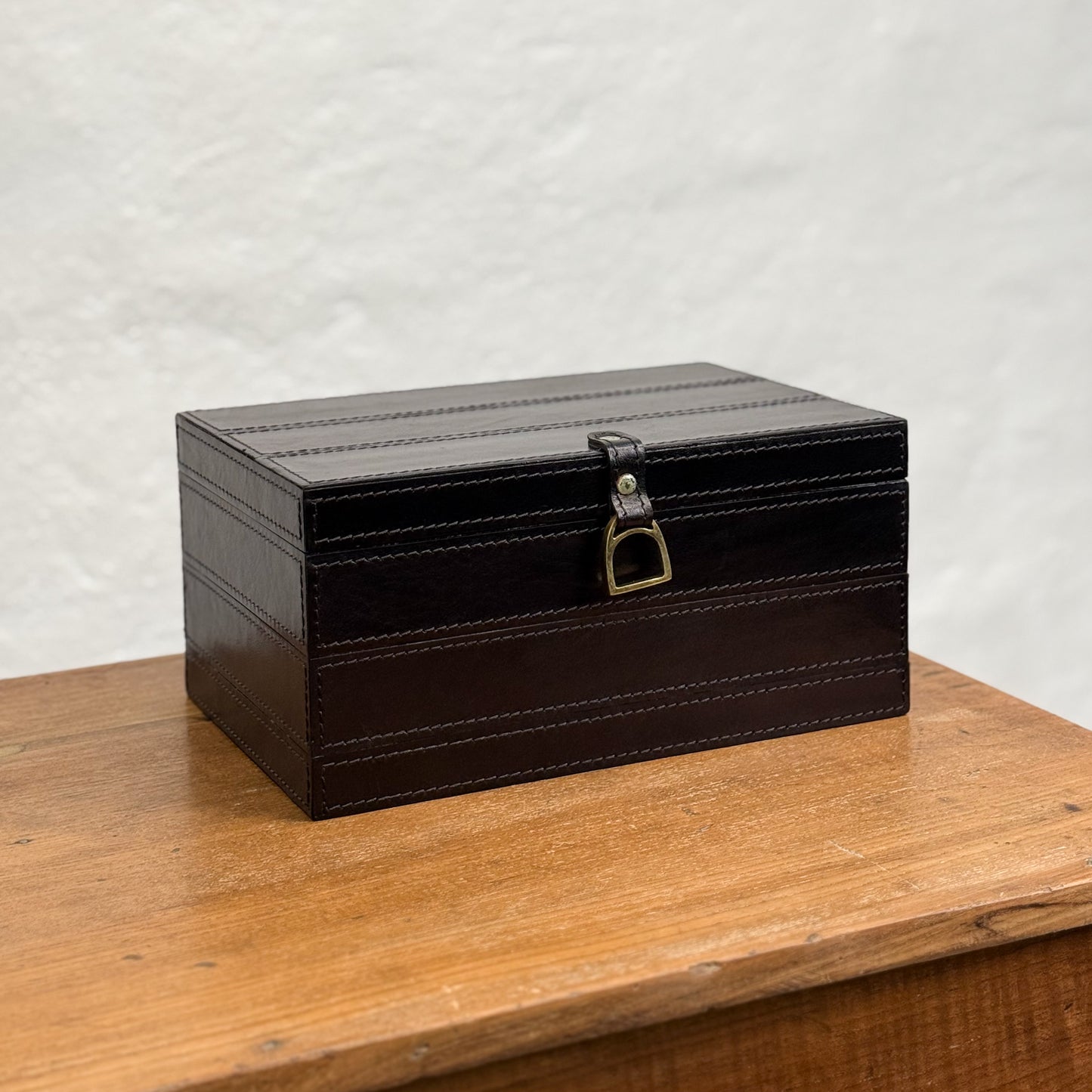 Black Leather Box with Stirrup Clasp
