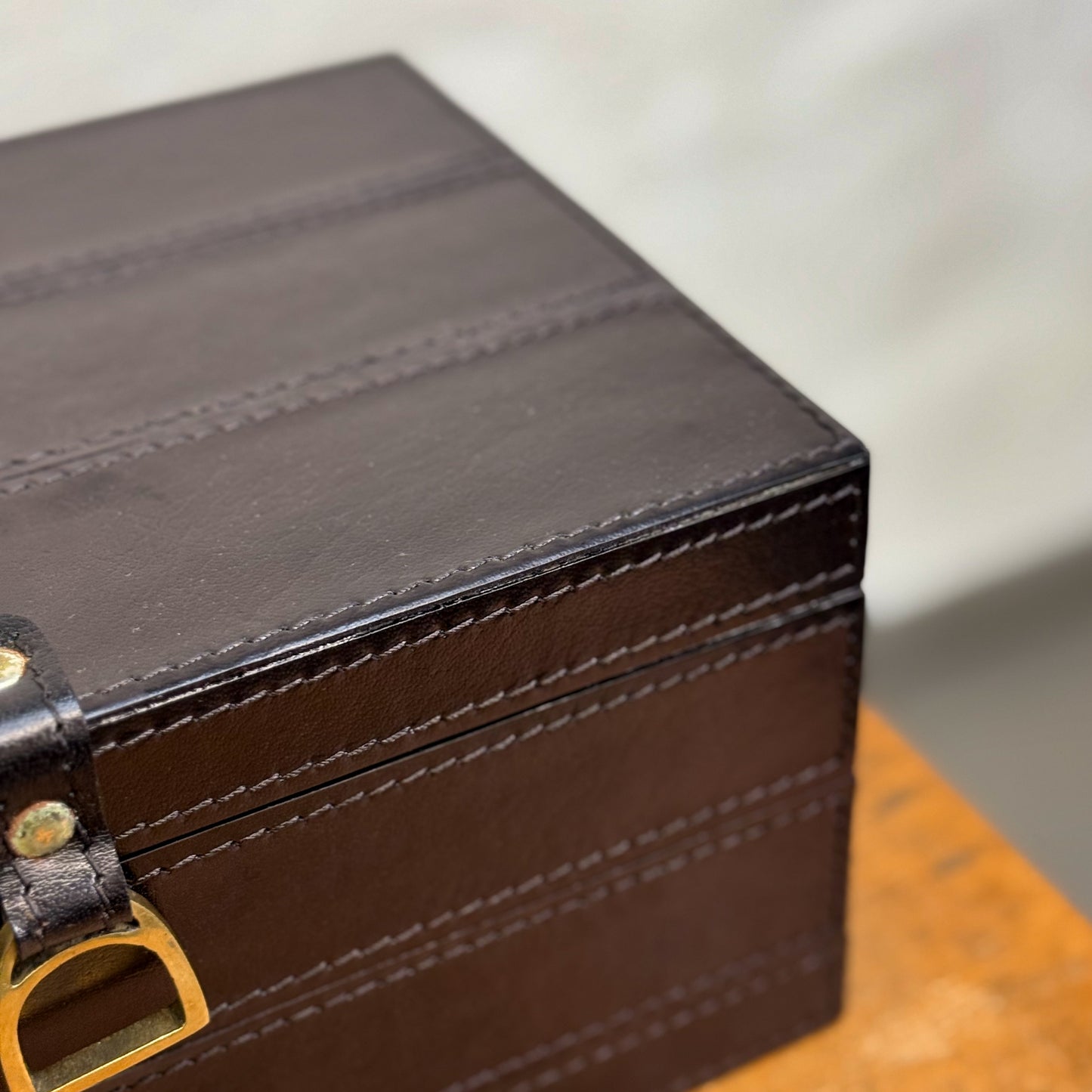 Black Leather Box with Stirrup Clasp