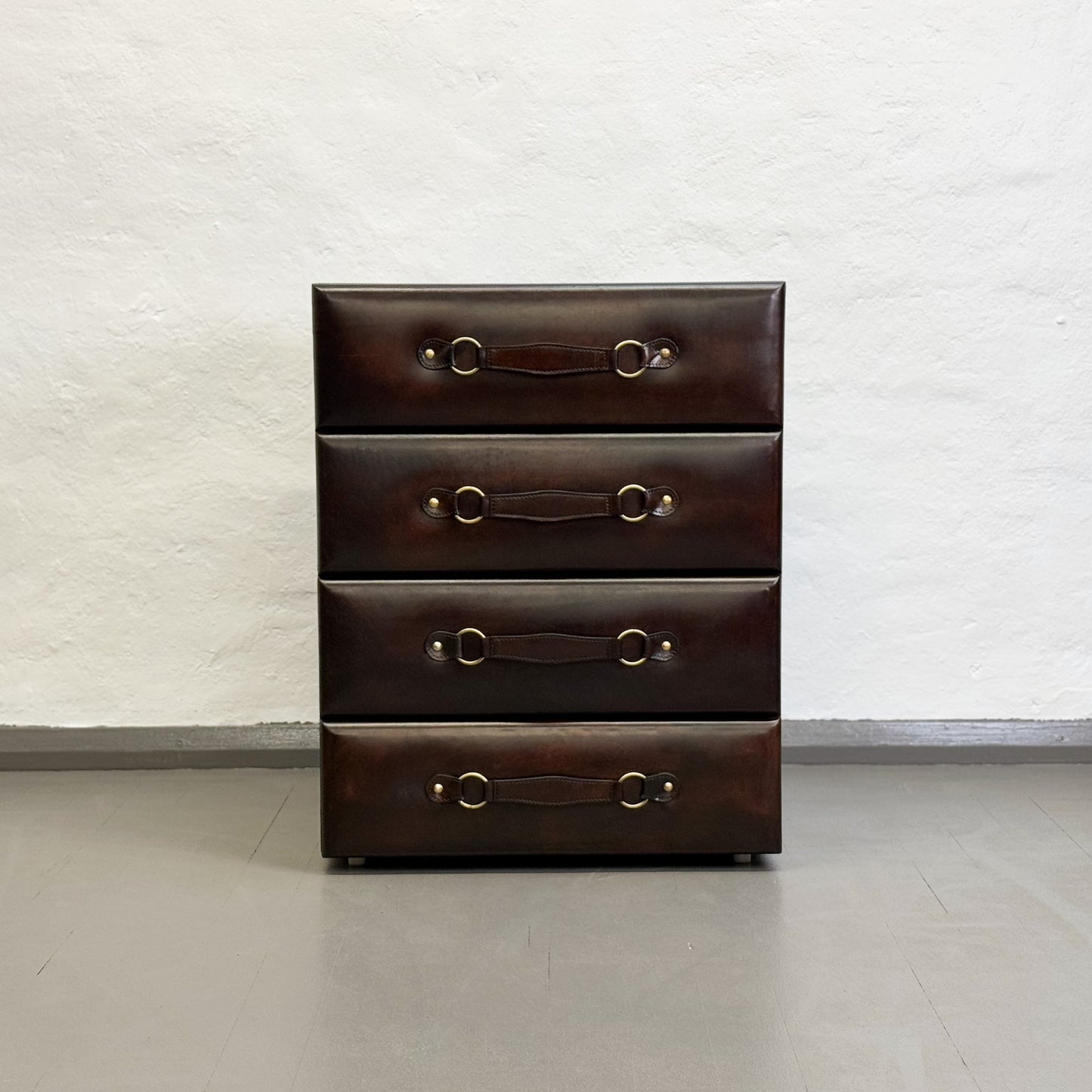 3 Drawer Leather Side Table