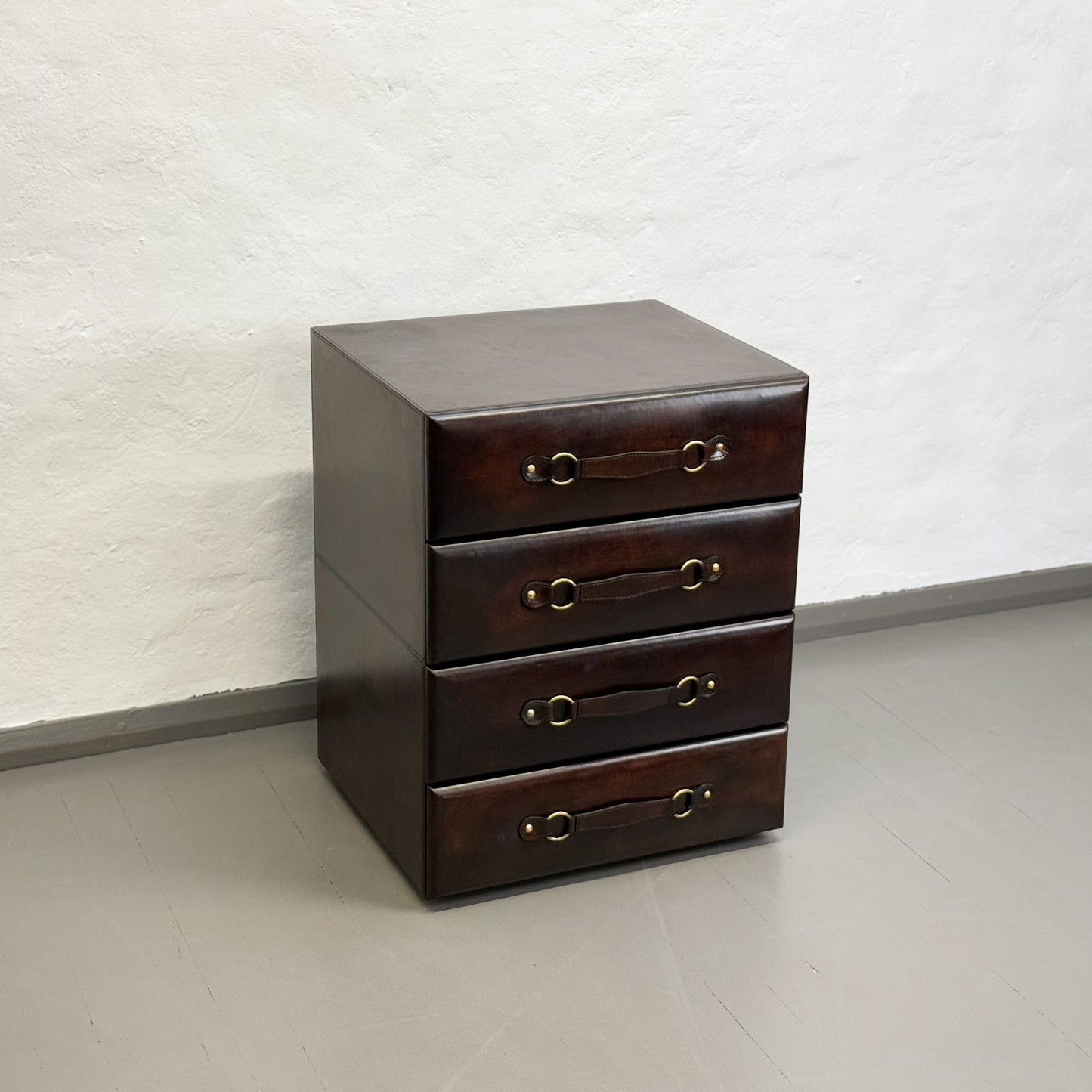 3 Drawer Leather Side Table