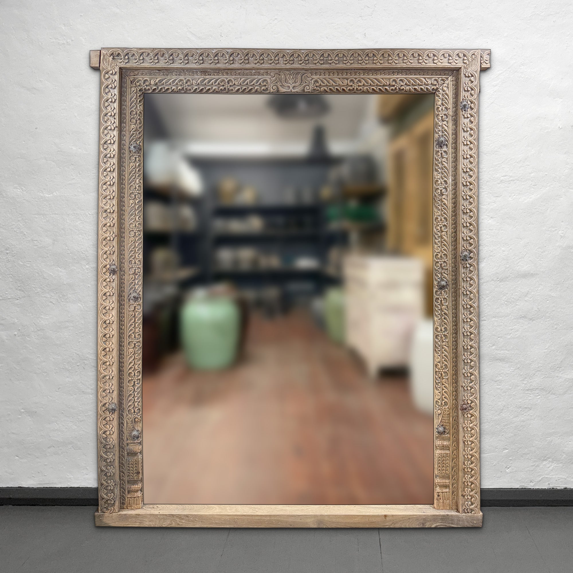 Studded Vintage Mirror Frame - Bleached