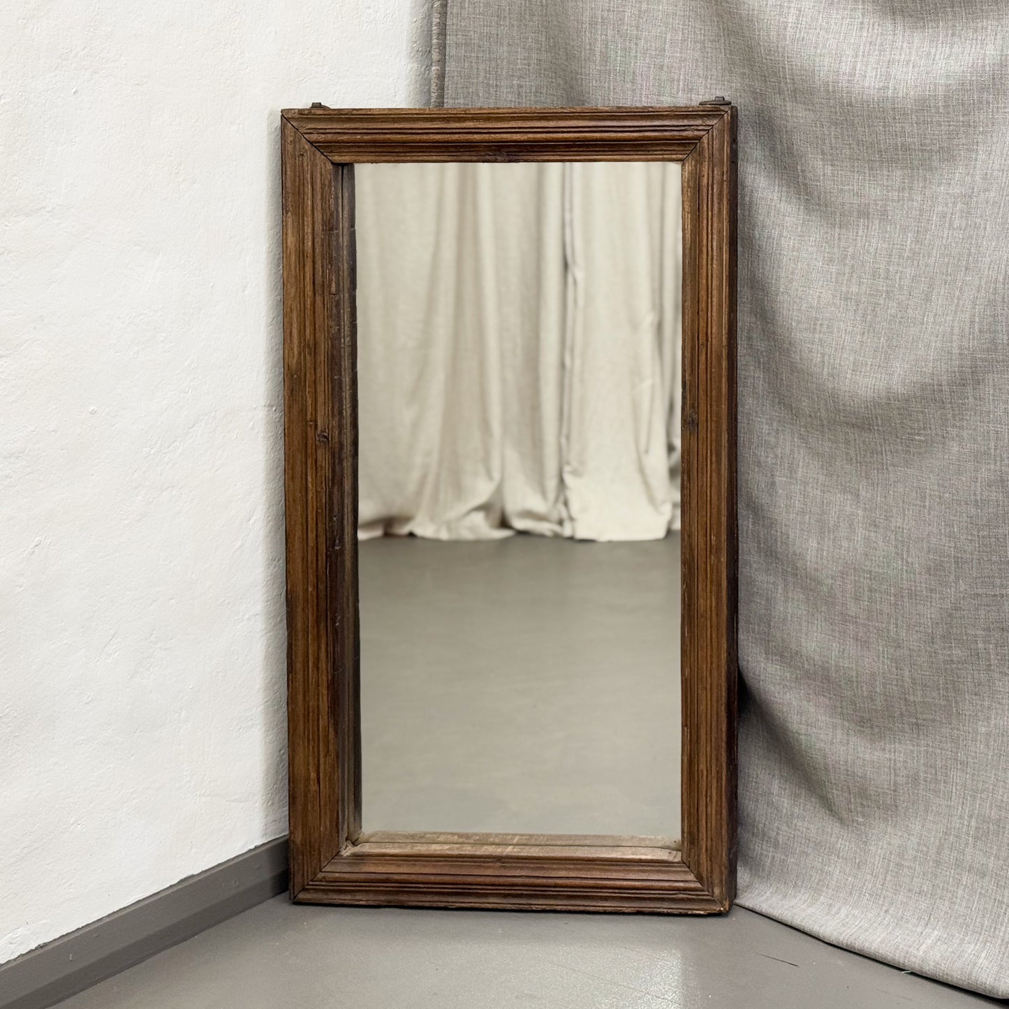 Large Simple Vintage Teak Mirror