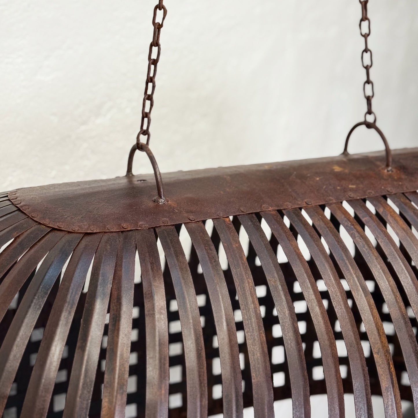 Banded Iron Domed Pendant Light