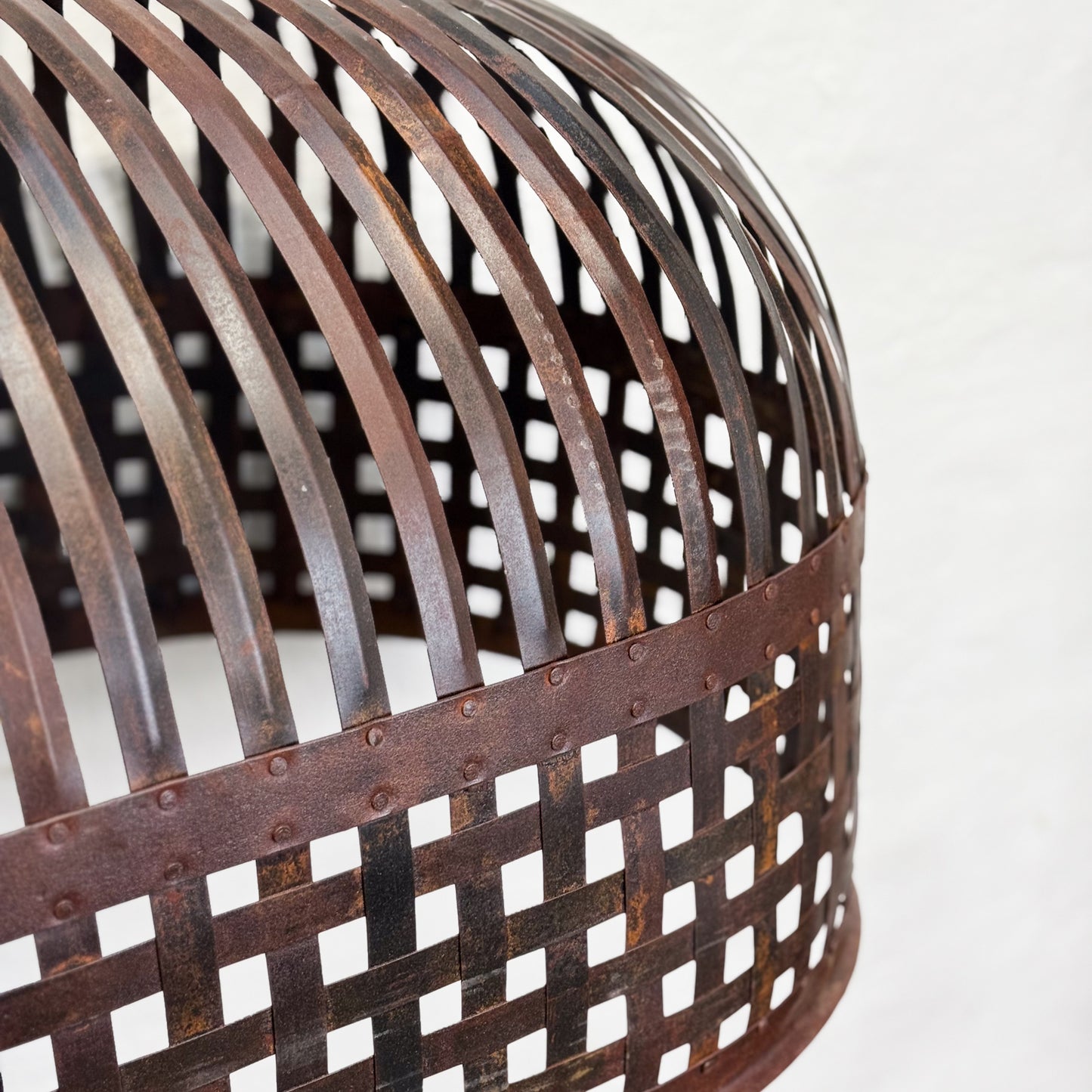 Banded Iron Domed Pendant Light
