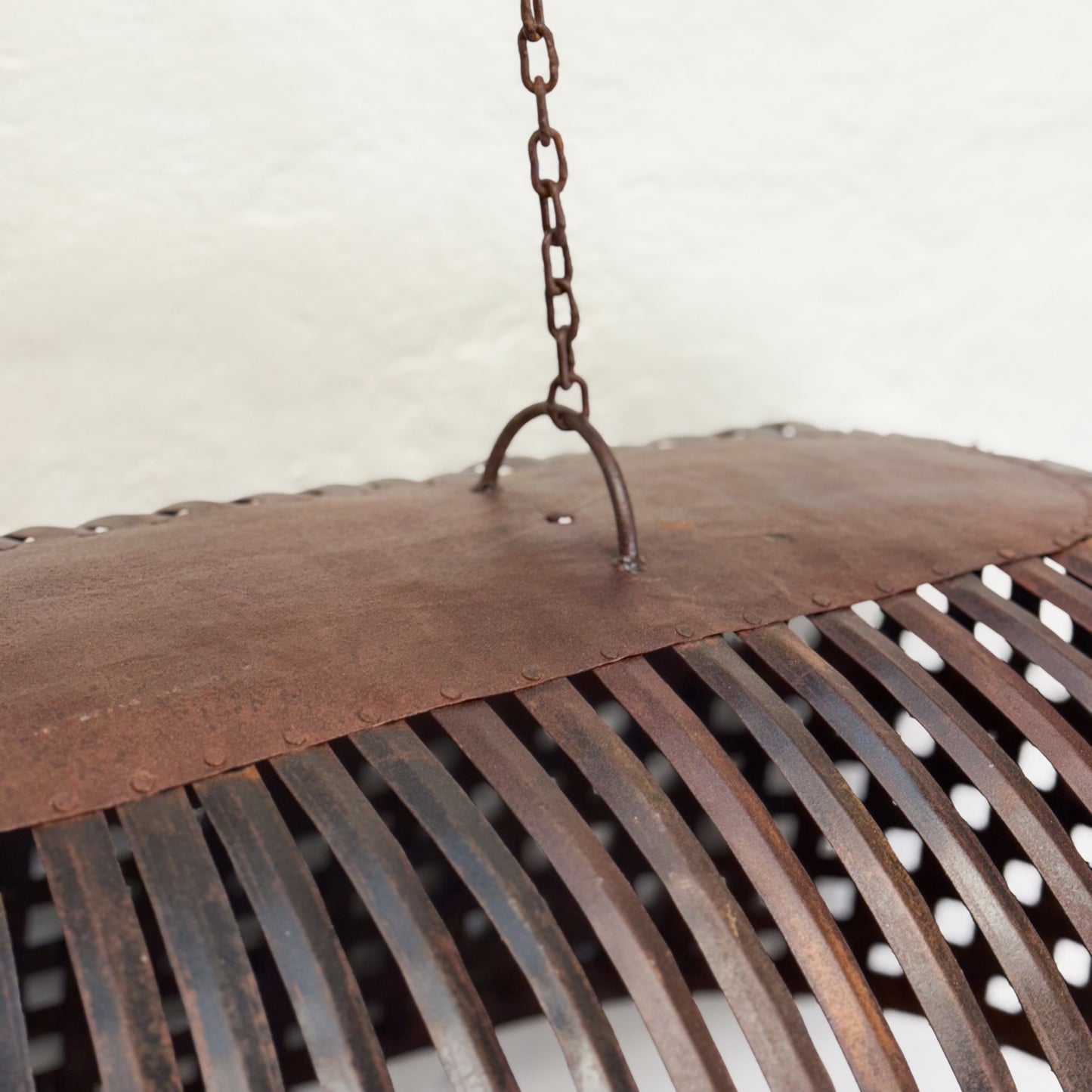 Banded Iron Domed Pendant Light