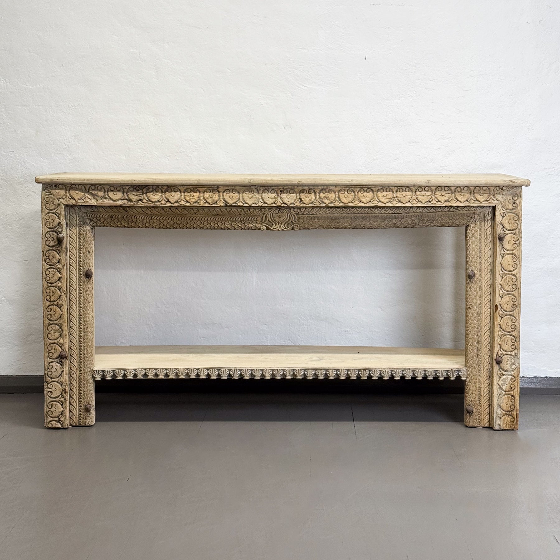 Carved Console Table with Shelf