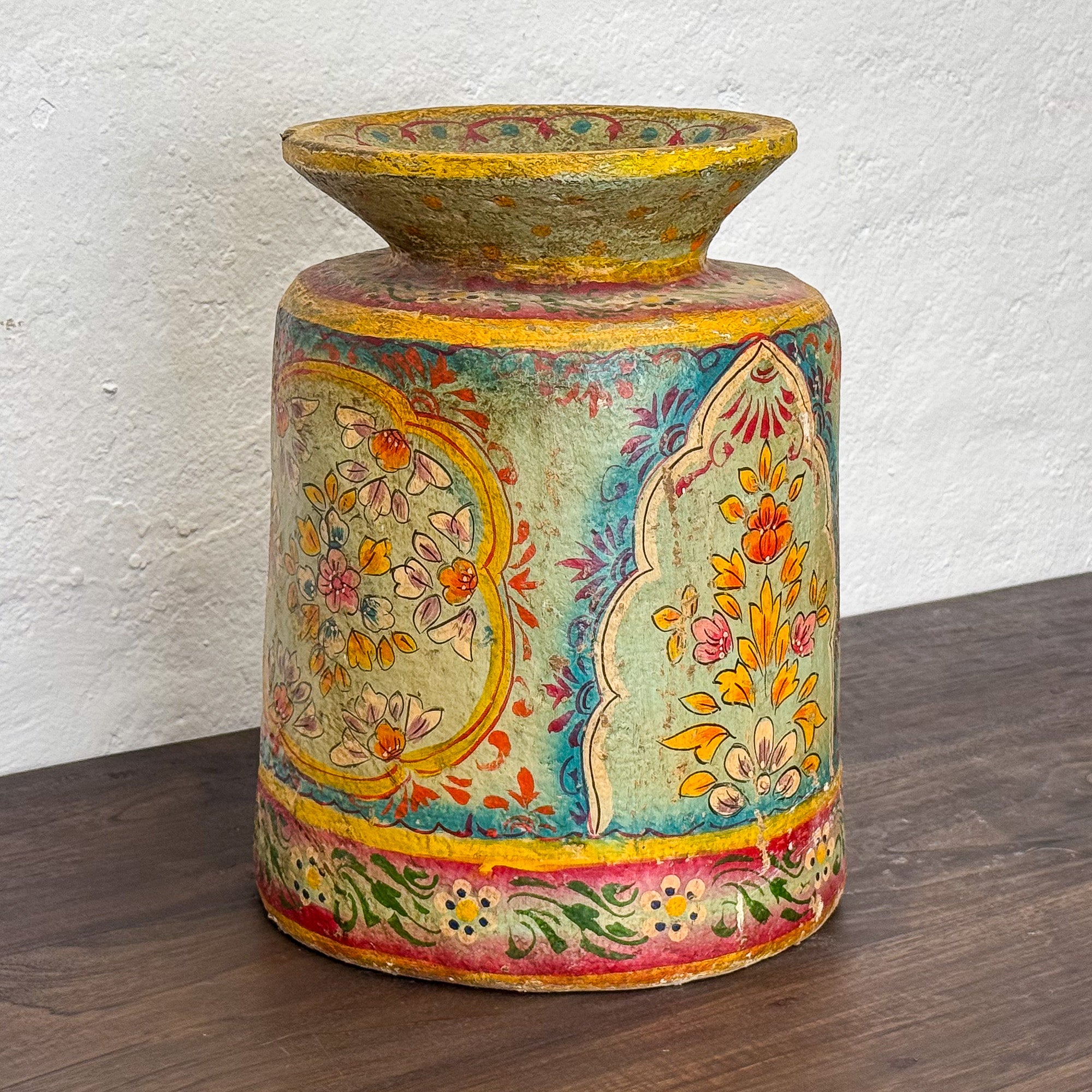 Large Painted Paper Mache Pot