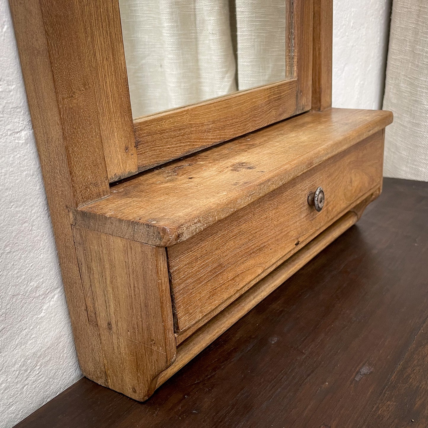 Wooden Vanity Mirror with Drawer