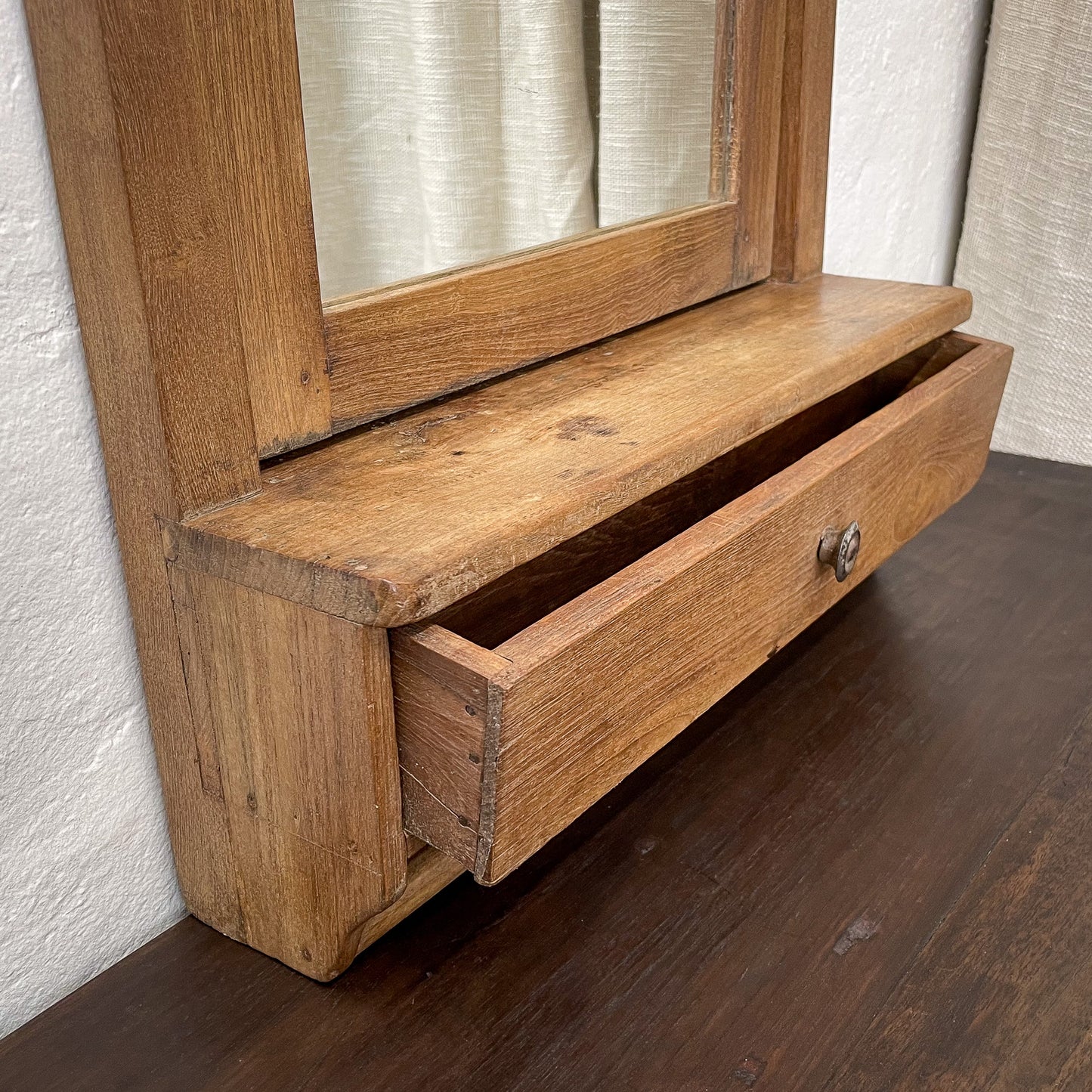 Wooden Vanity Mirror with Drawer