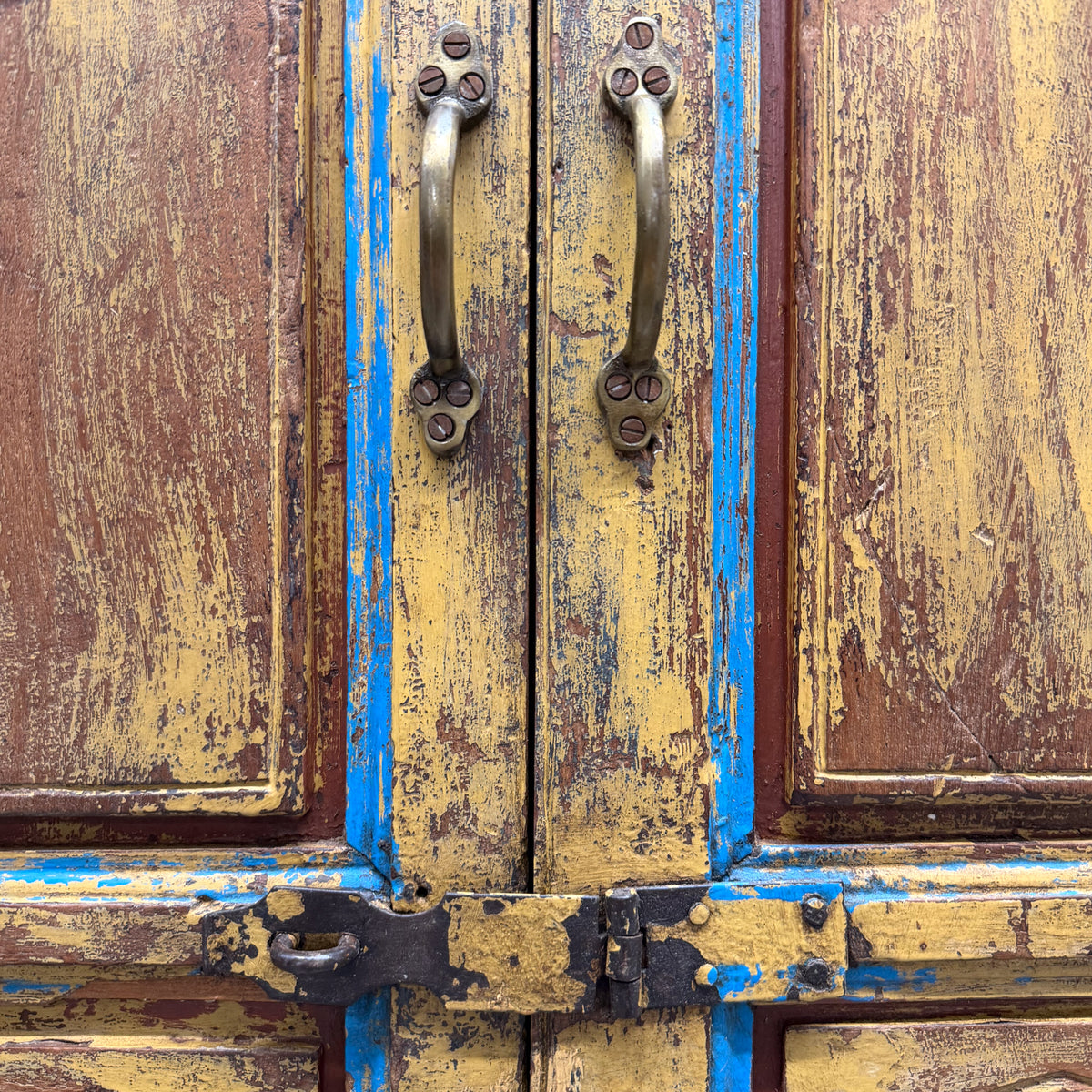 Yellow Blue Painted Cabinet