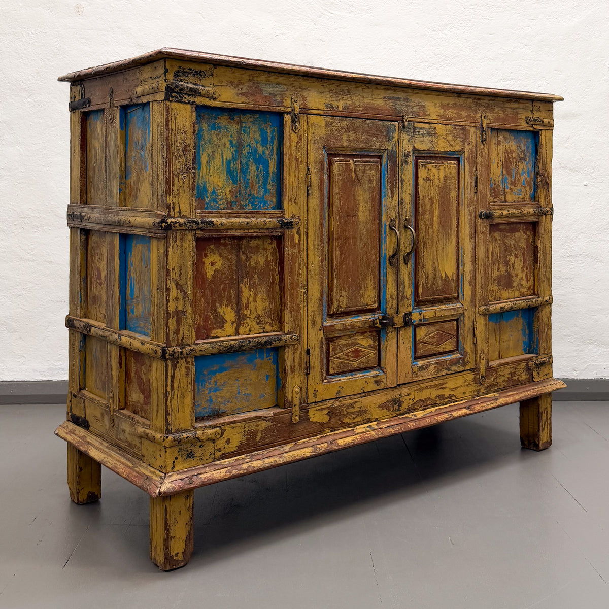Yellow Blue Painted Cabinet