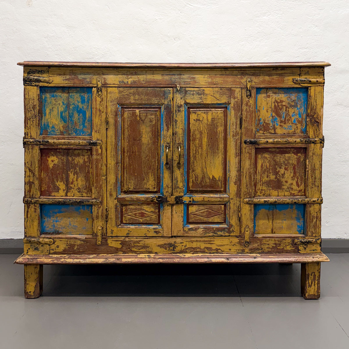 Yellow Blue Painted Cabinet