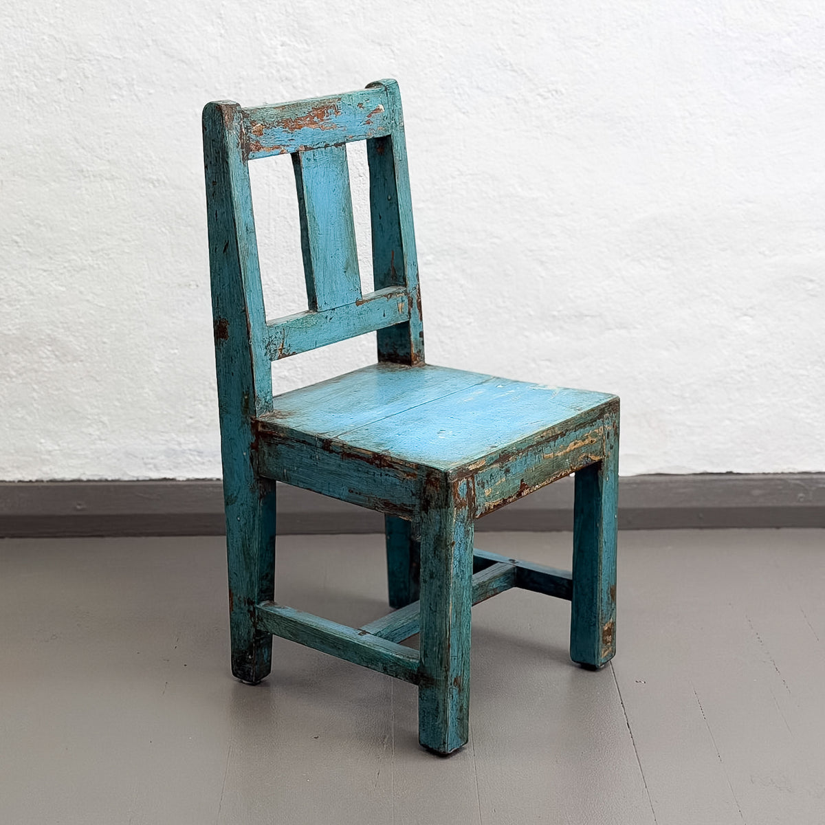 Turquoise-Blue Kids Painted Timber Chair