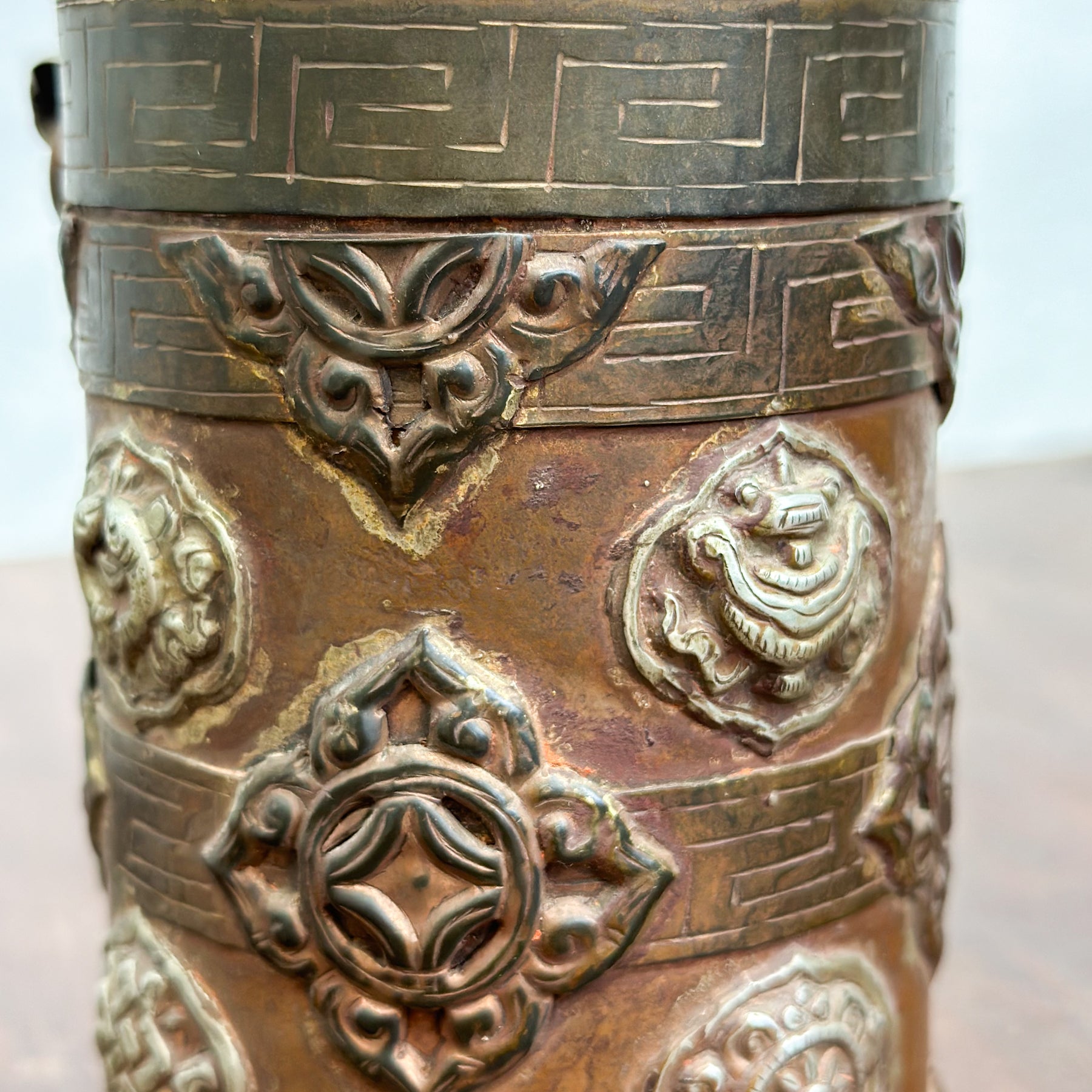 Embellished Copper & Bronze Nepalese Rice Container – Orient House