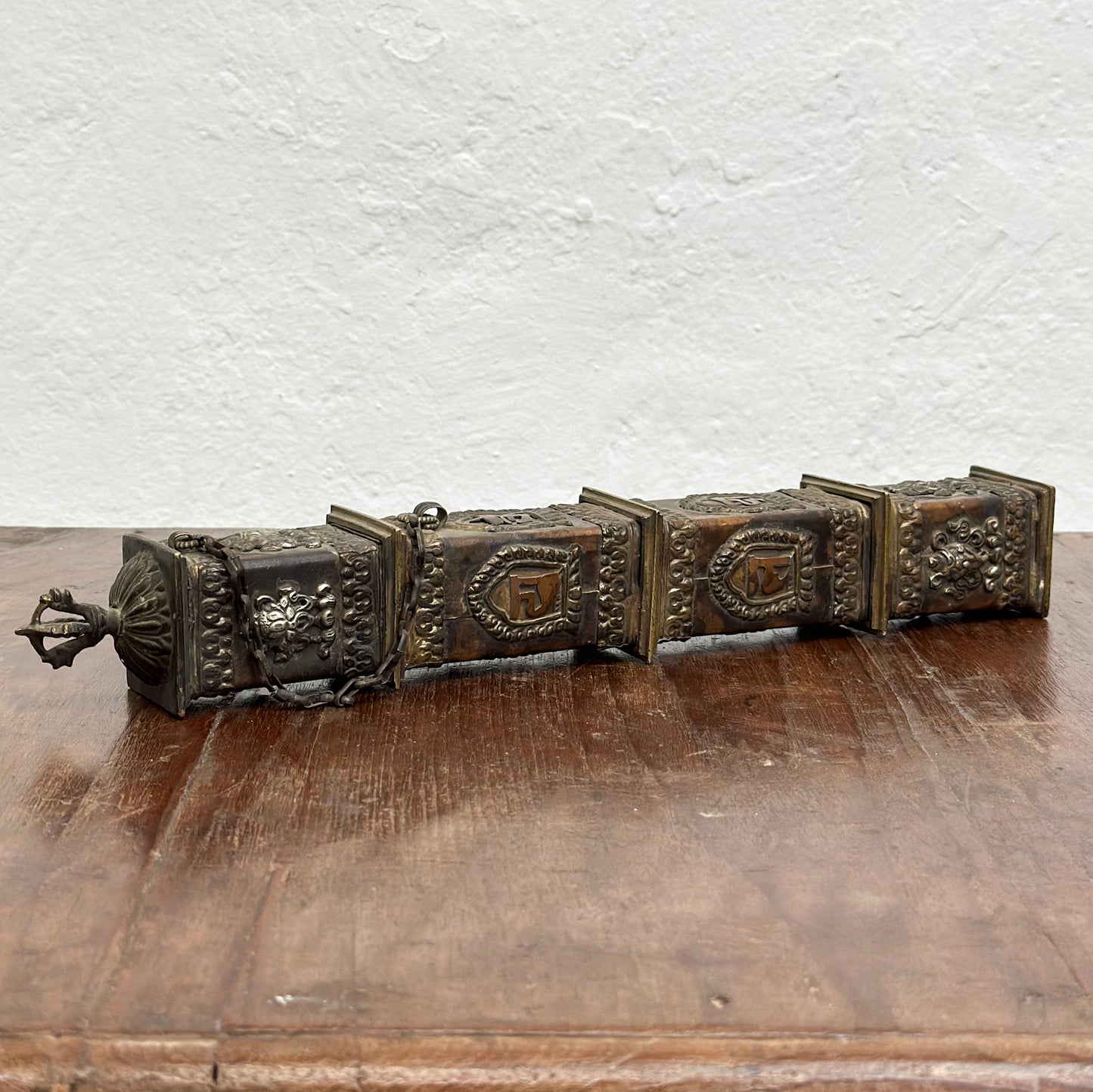 Square Nepalese Pewter & Copper Incense Box