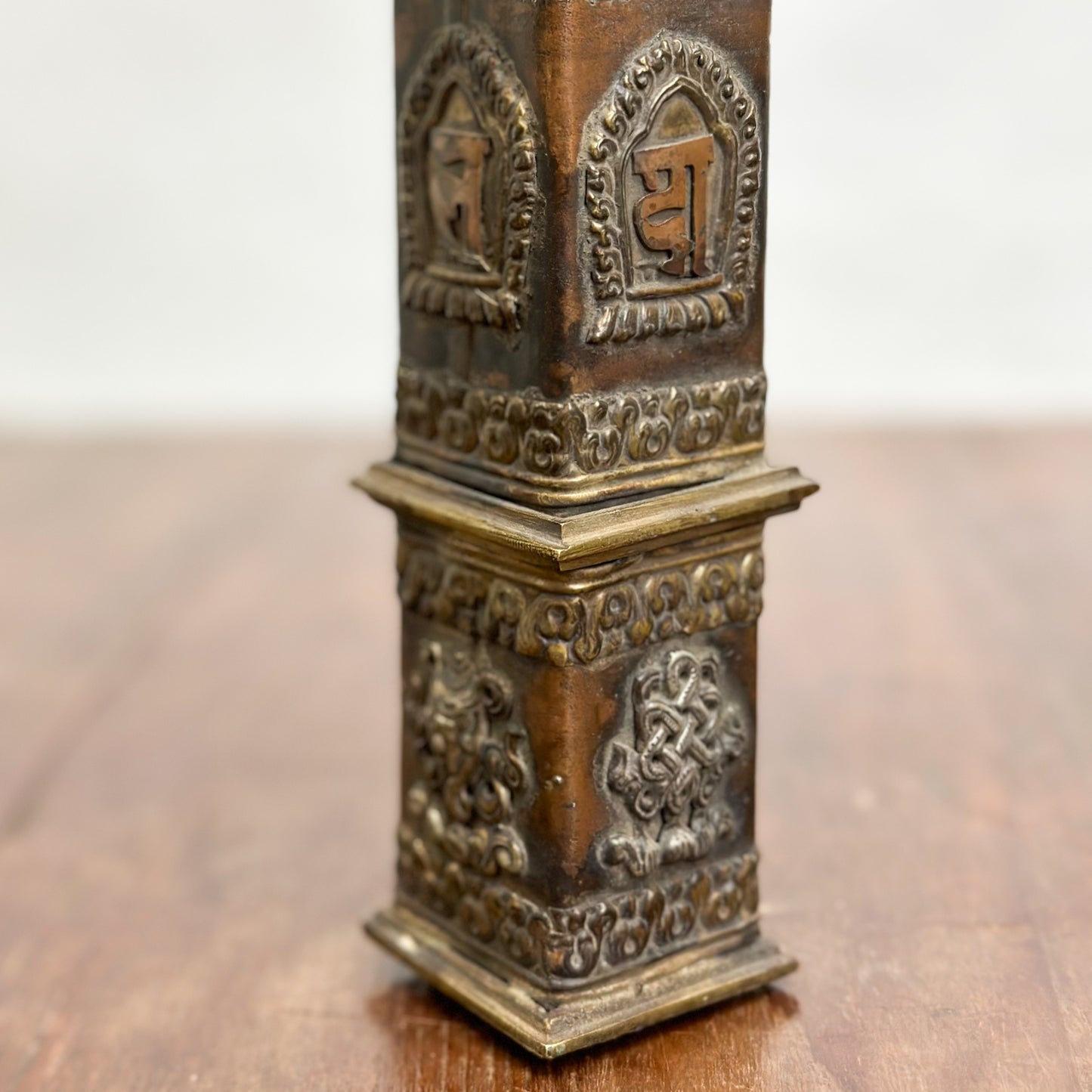 Square Nepalese Pewter & Copper Incense Box