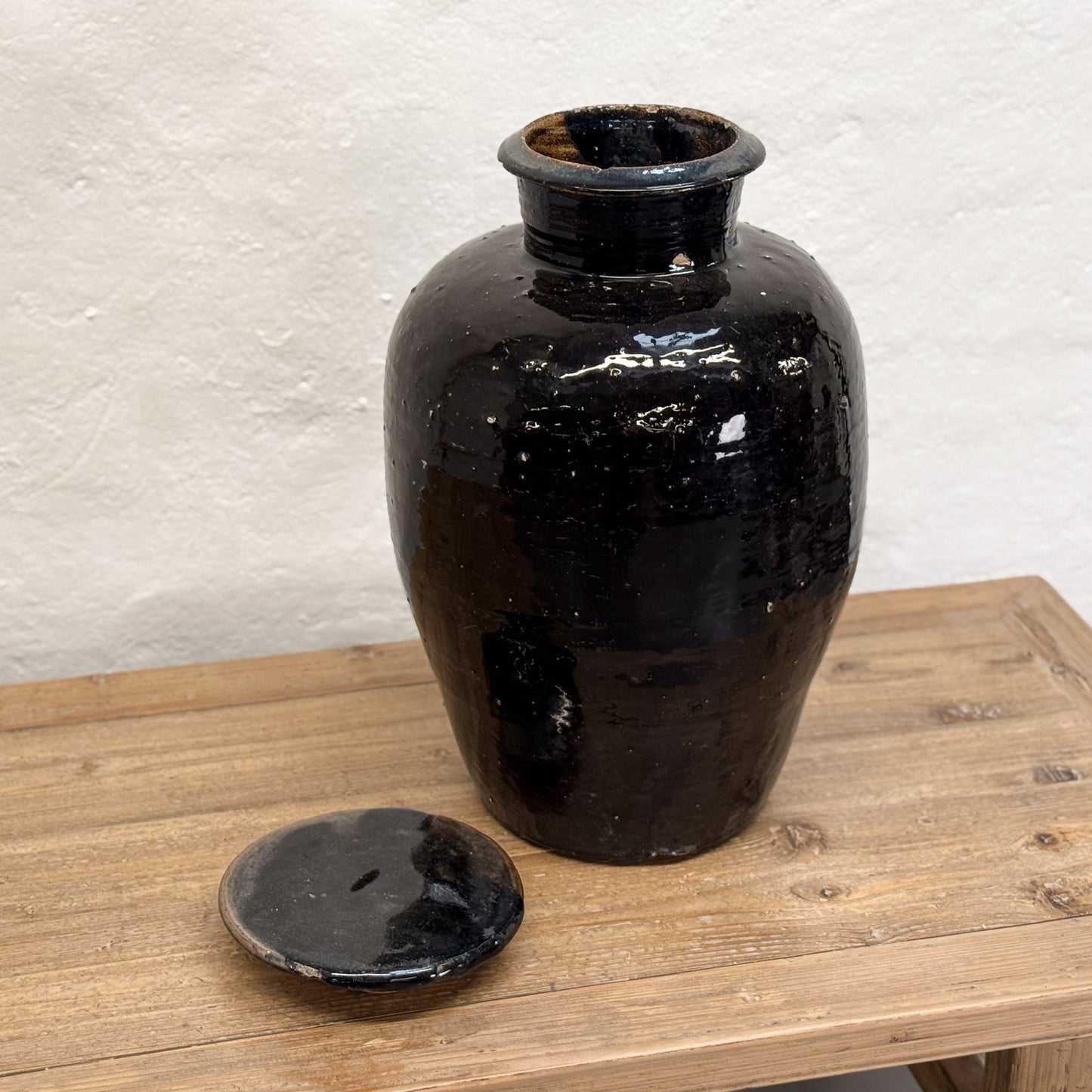 Glazed Lidded Storage Jar