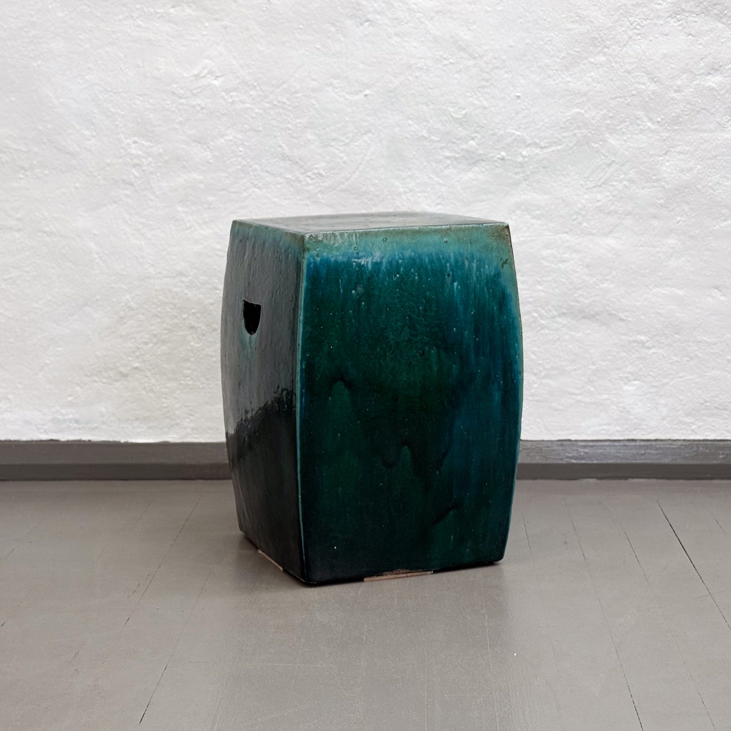 Simple Green Porcelain Square Stool