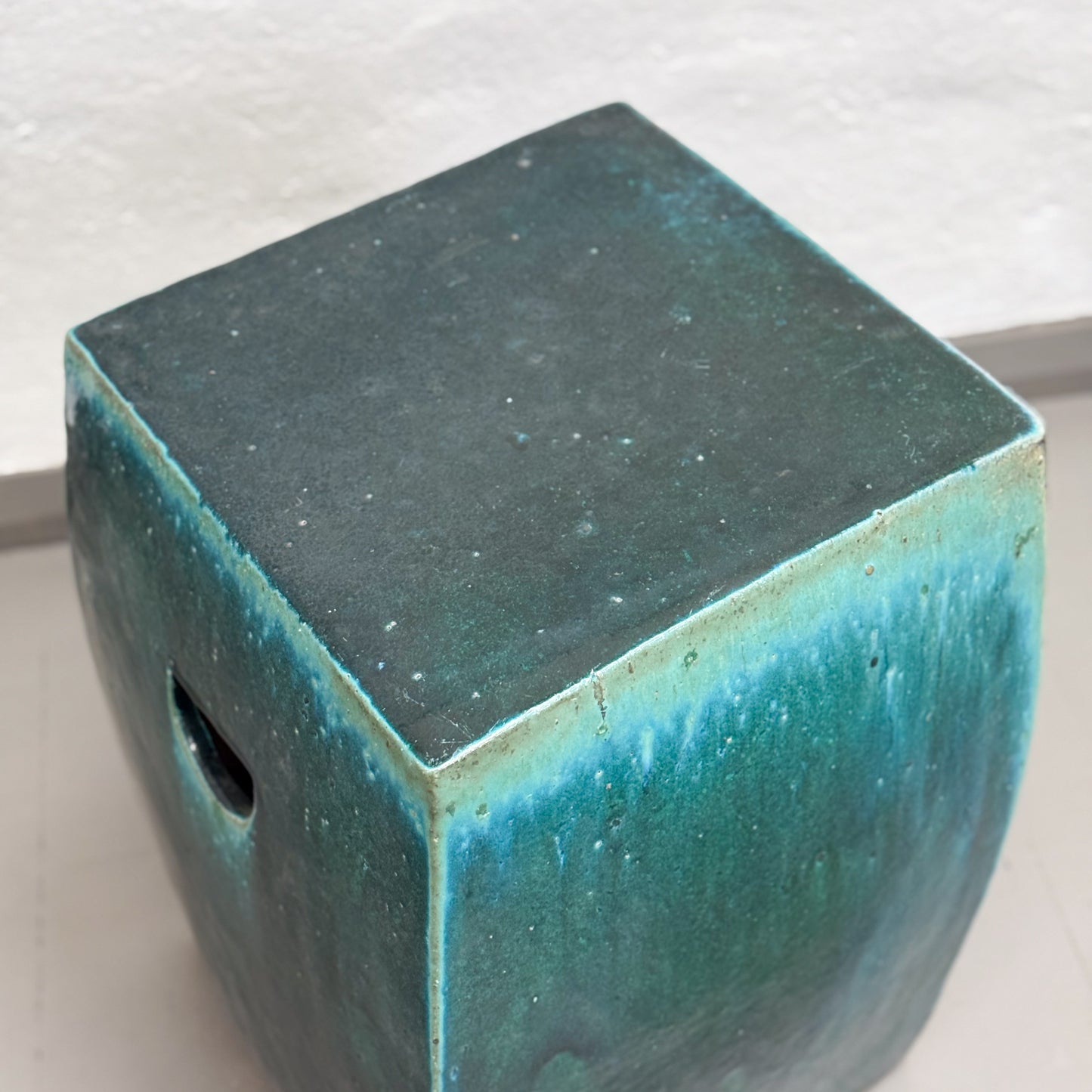 Simple Green Porcelain Square Stool