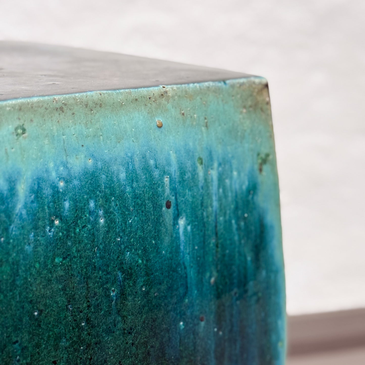 Simple Green Porcelain Square Stool