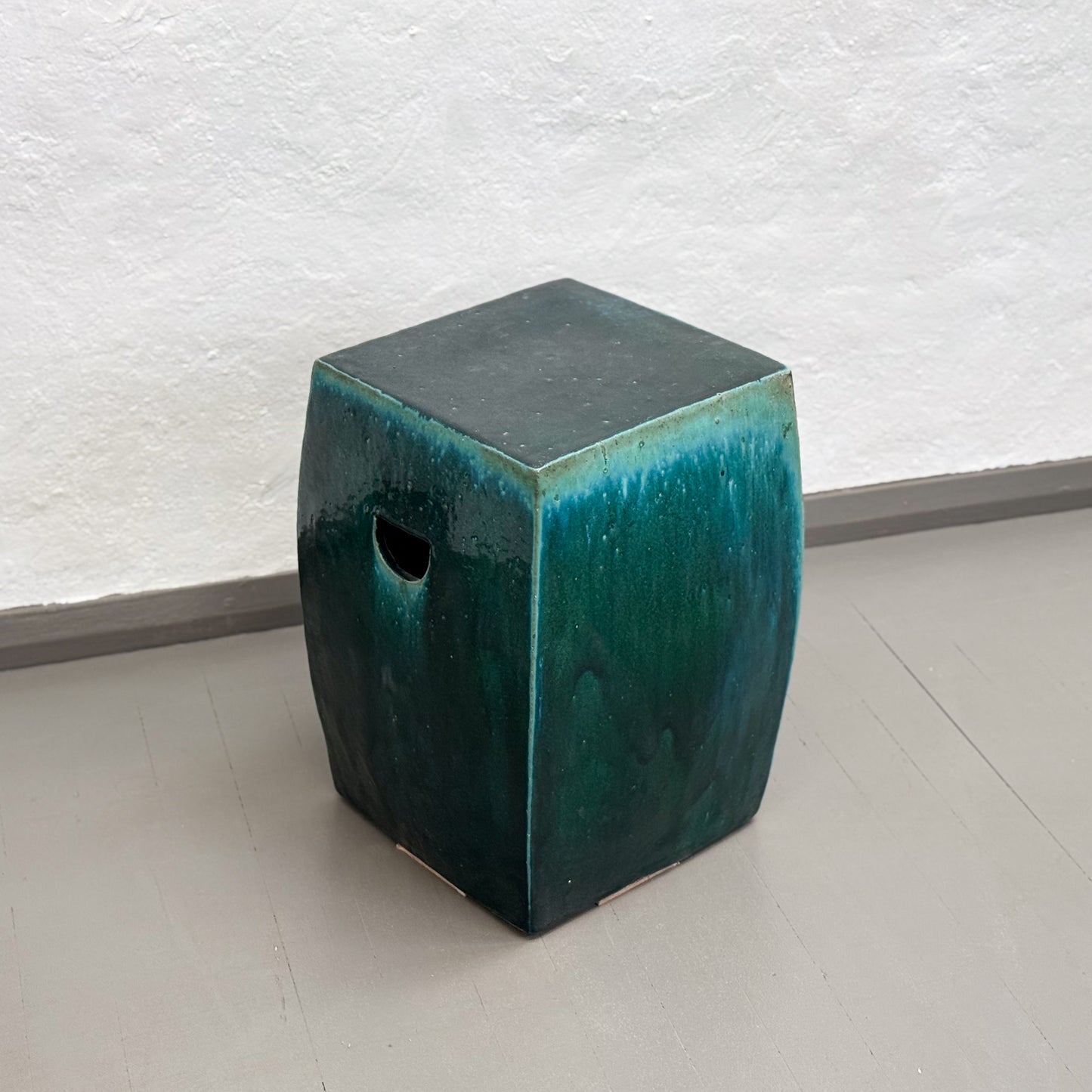Simple Green Porcelain Square Stool