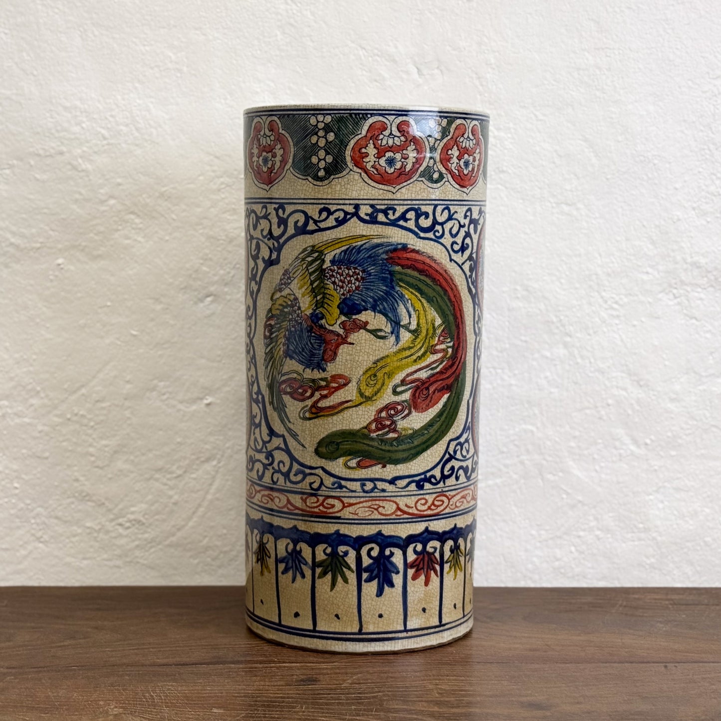 Dragon & Phoenix Porcelain Umbrella Stand