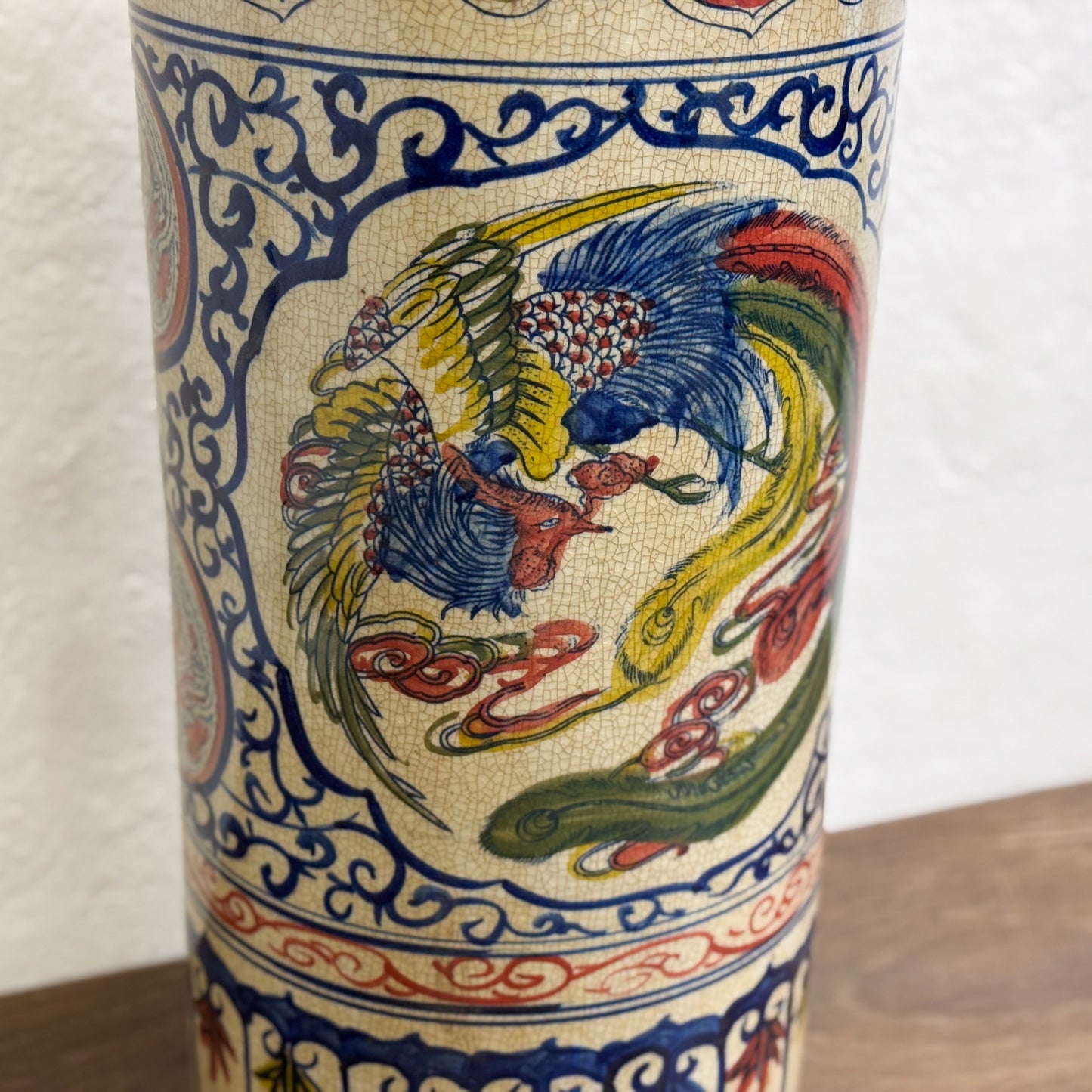 Dragon & Phoenix Porcelain Umbrella Stand