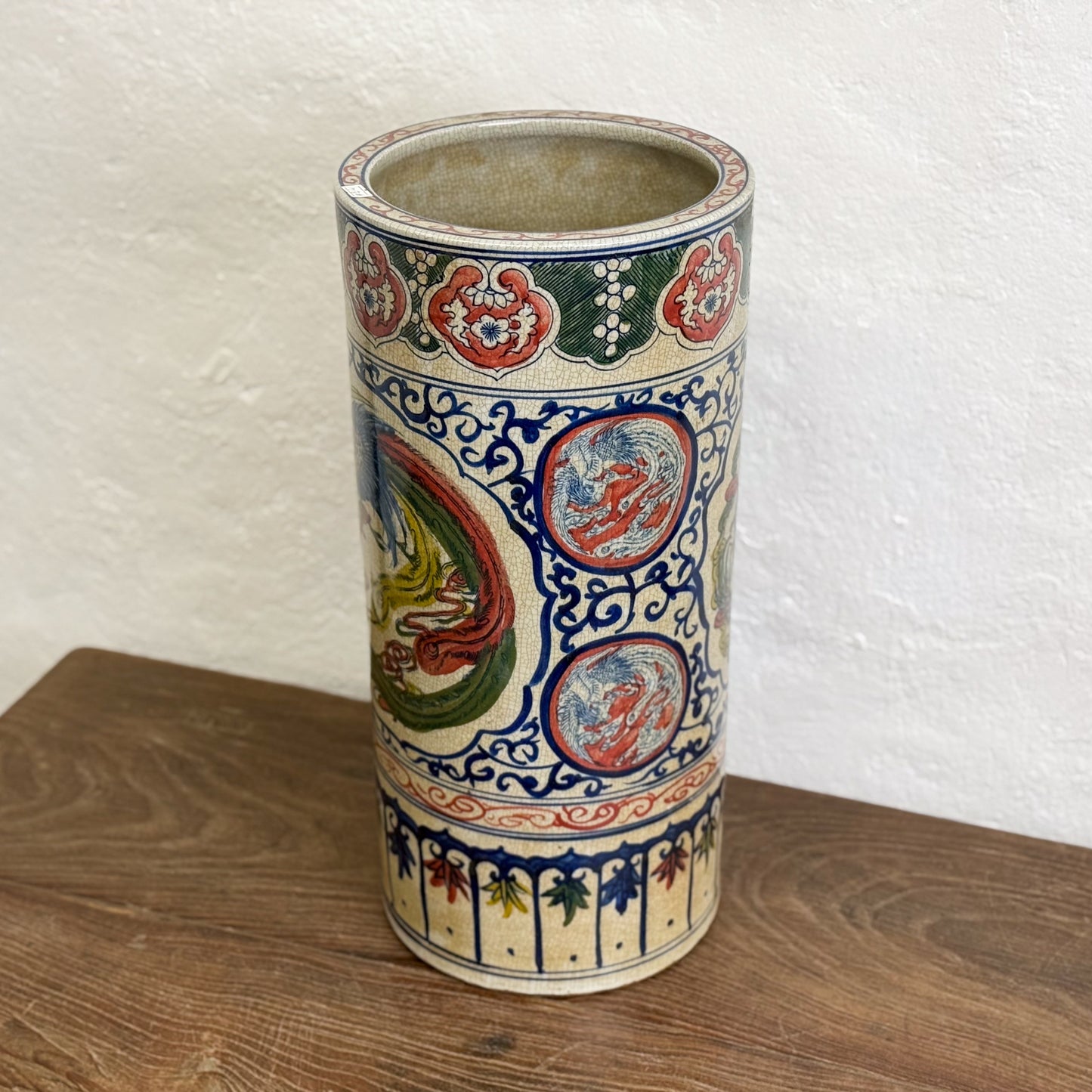 Dragon & Phoenix Porcelain Umbrella Stand