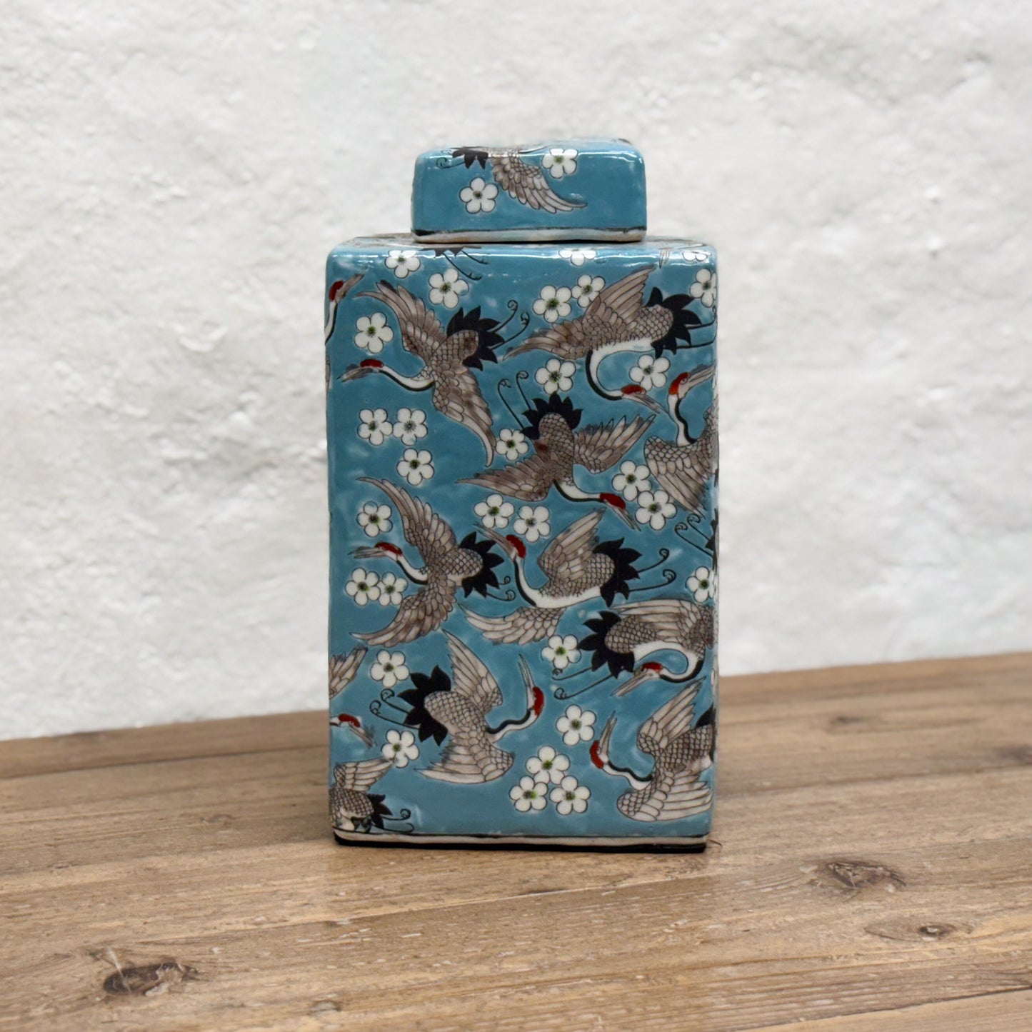 Crane Square Porcelain Jar