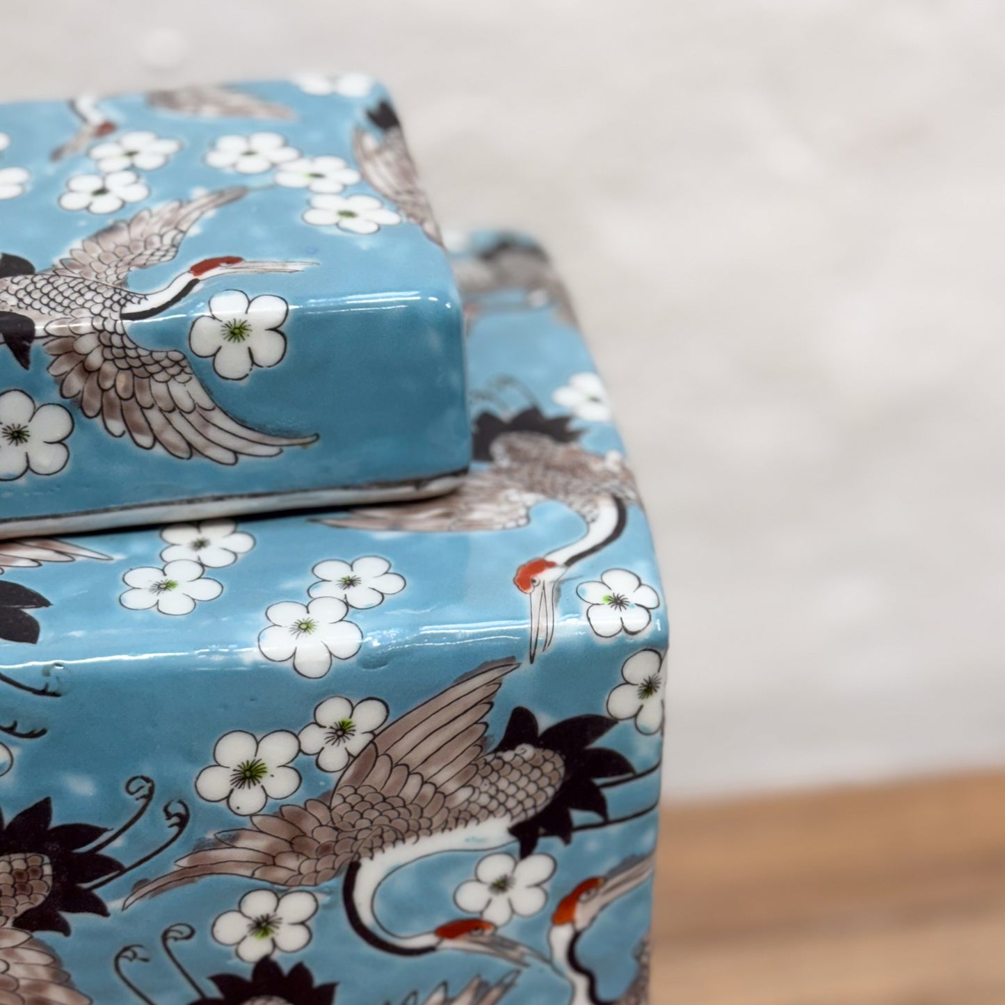 Crane Square Porcelain Jar