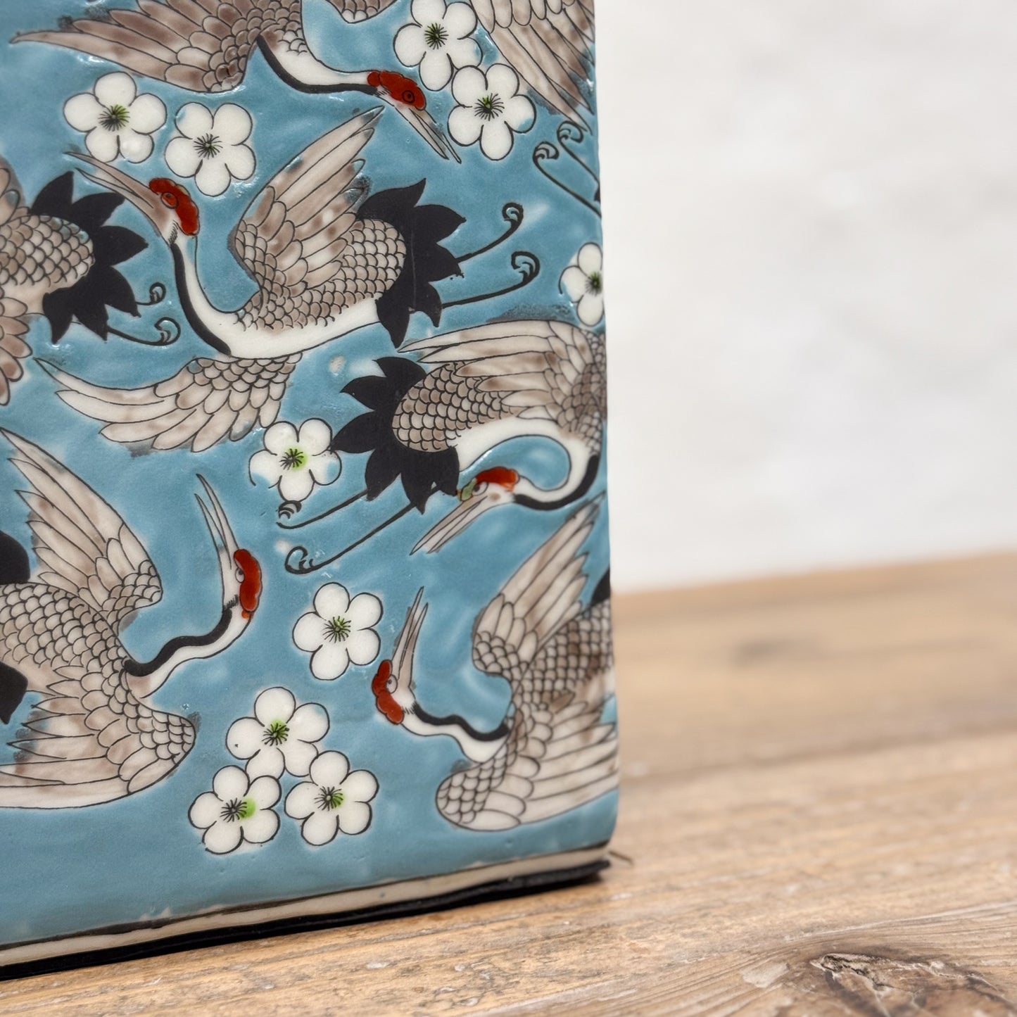 Crane Square Porcelain Jar