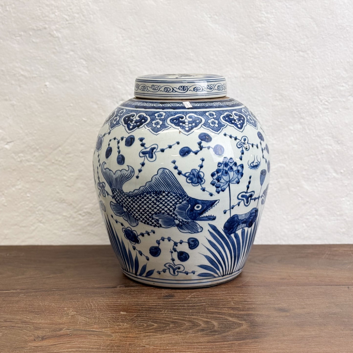 Fish Tall Porcelain Ginger Jar