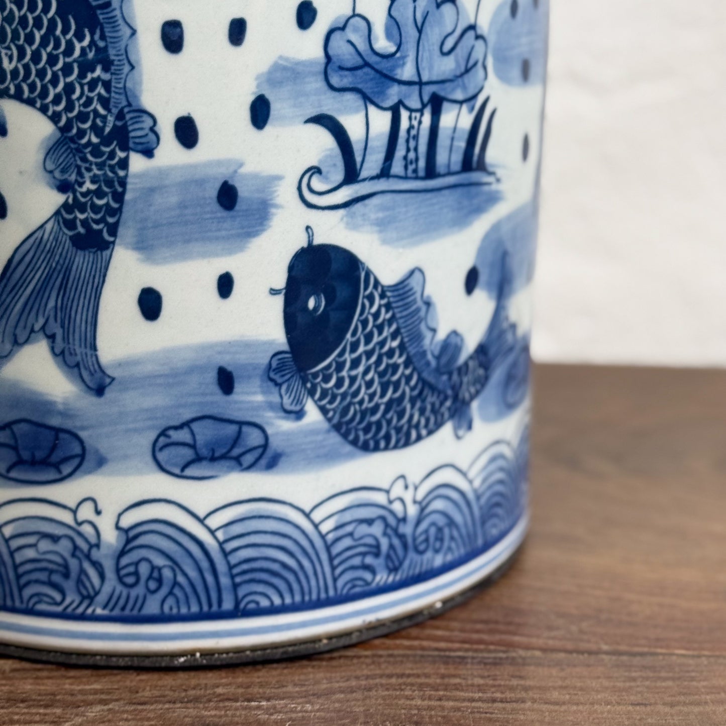 Fish Pond Porcelain Storage Jar