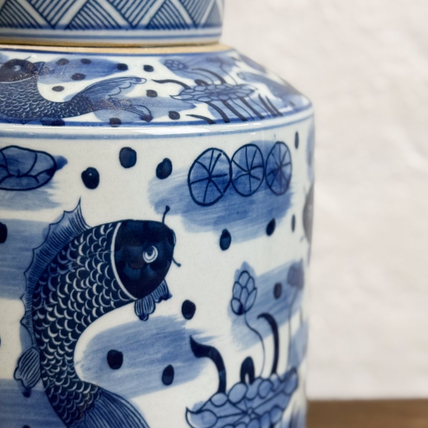 Fish Pond Porcelain Storage Jar