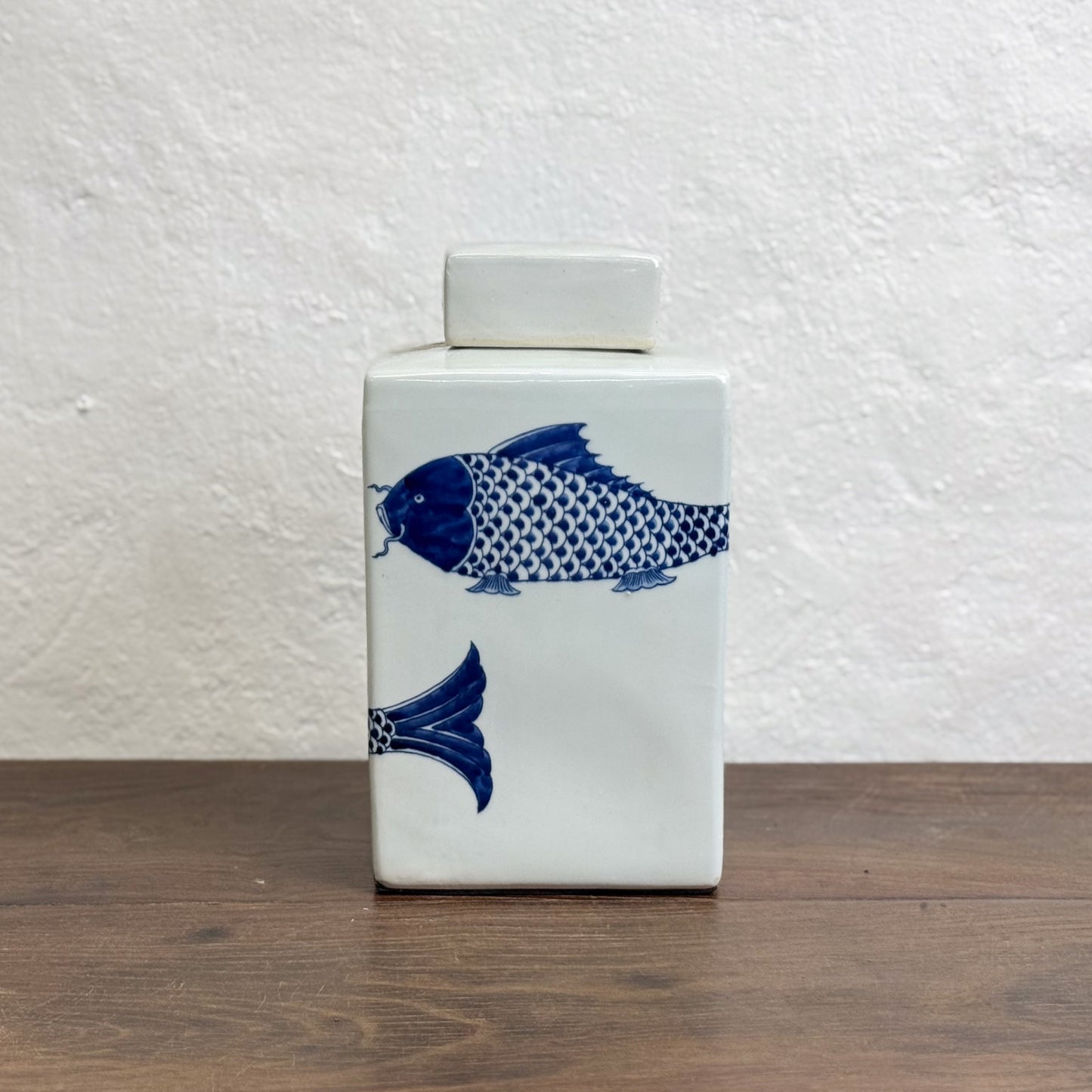 Square Fish Porcelain Ginger Jar