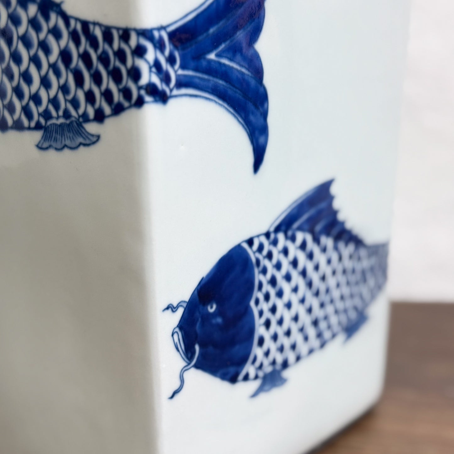 Square Fish Porcelain Ginger Jar