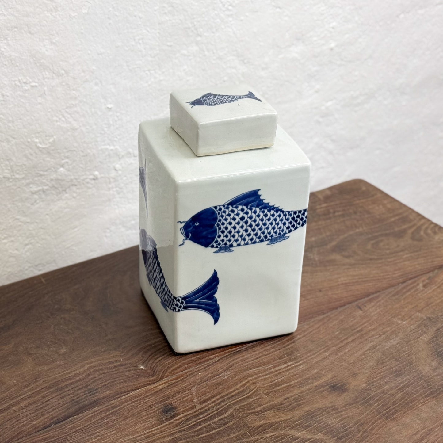 Square Fish Porcelain Ginger Jar