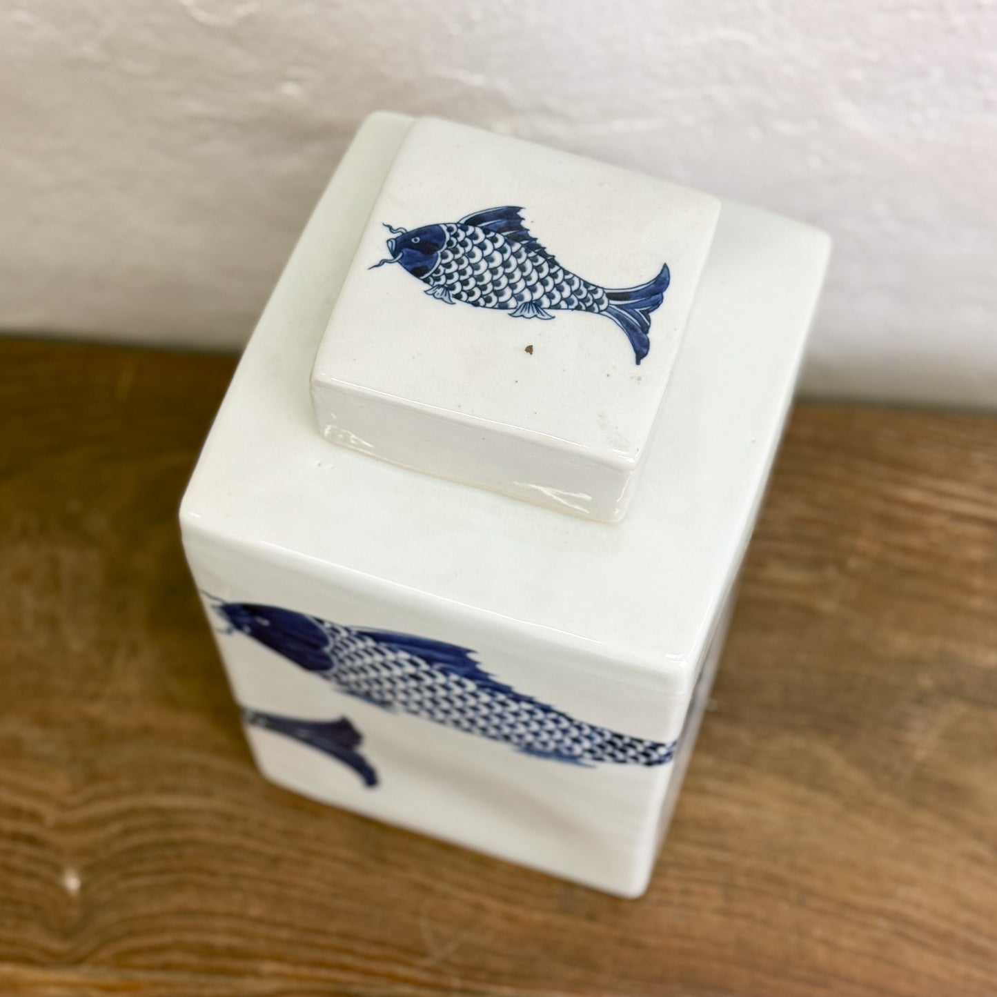Square Fish Porcelain Ginger Jar