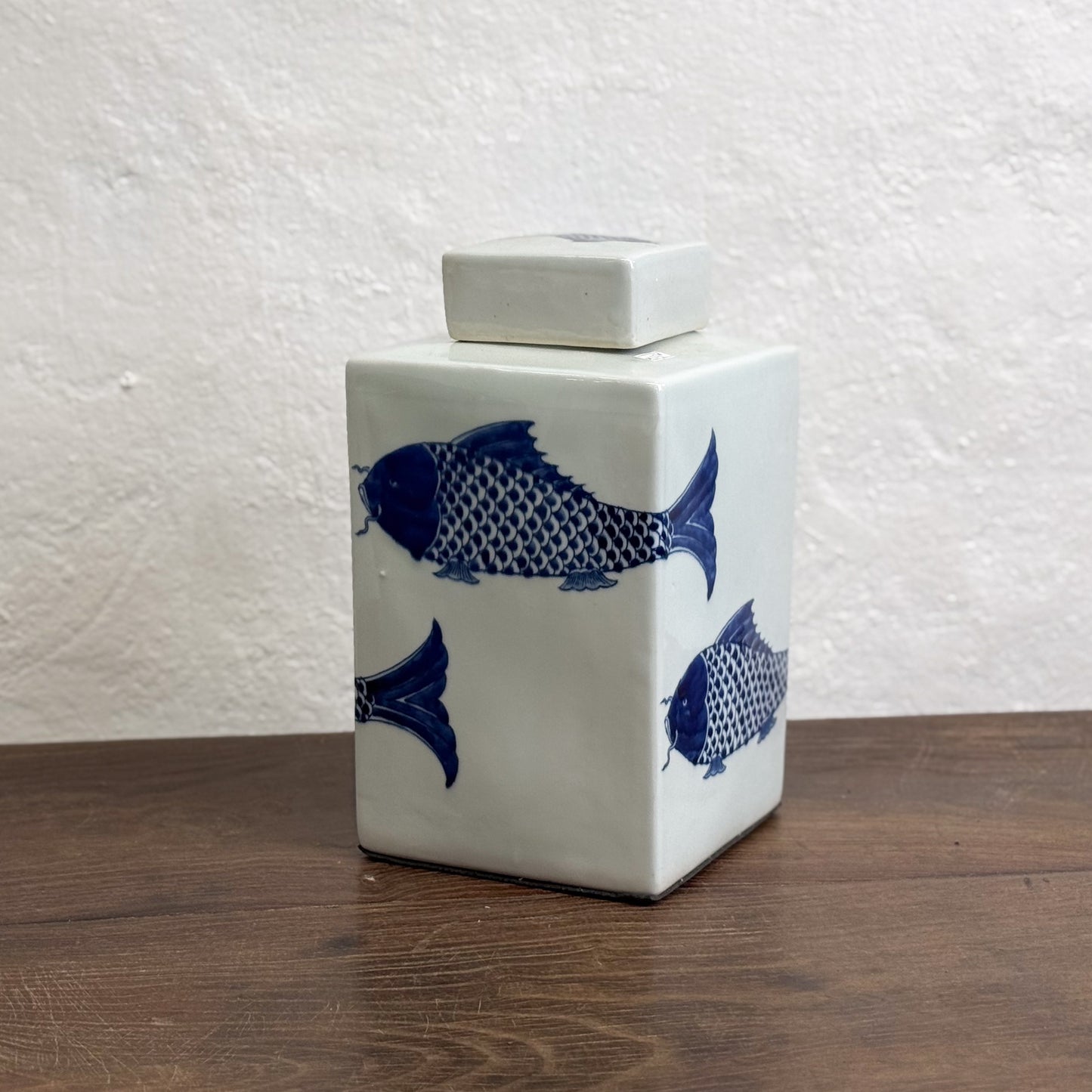 Square Fish Porcelain Ginger Jar