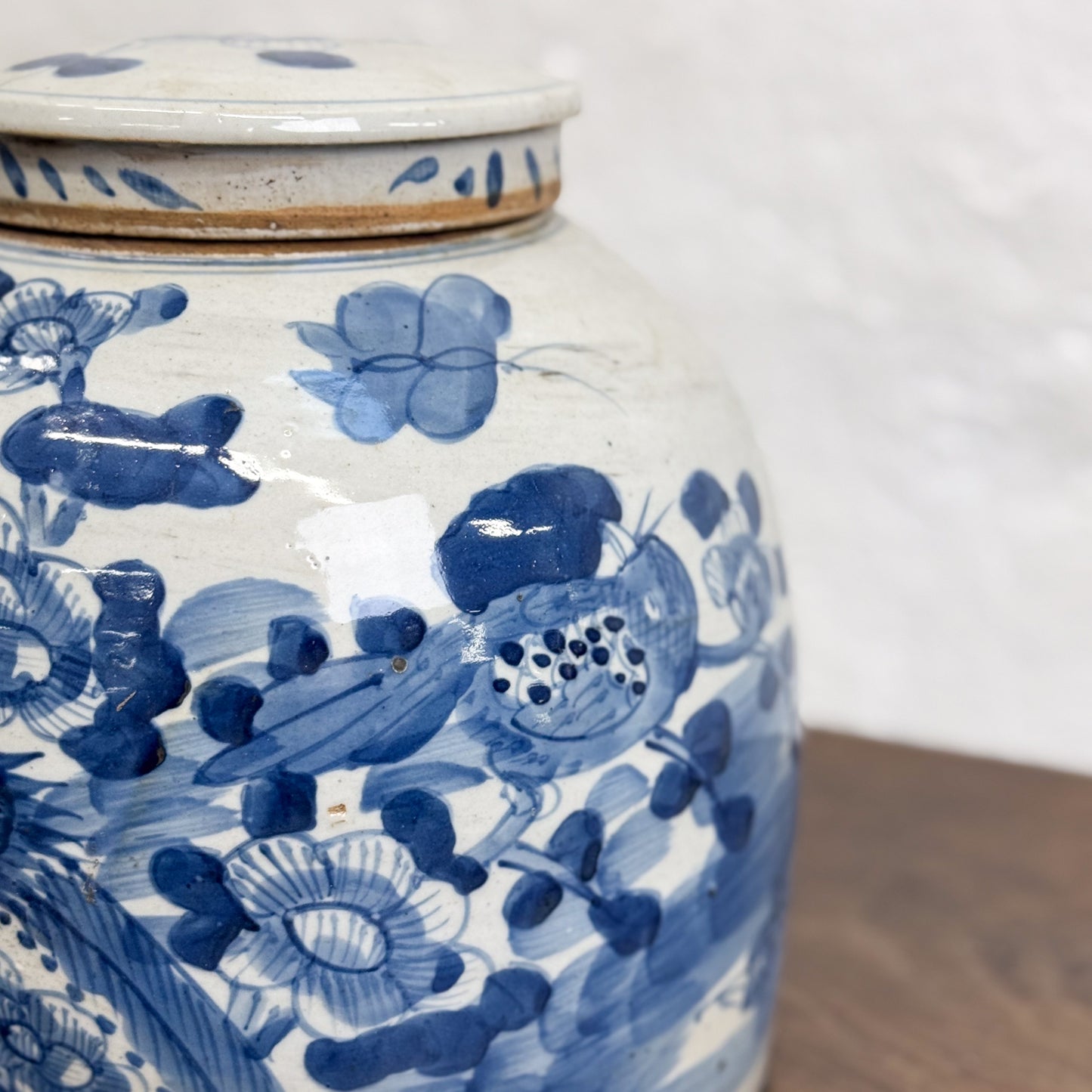 Birds & Flowers Squat Porcelain Ginger Jar
