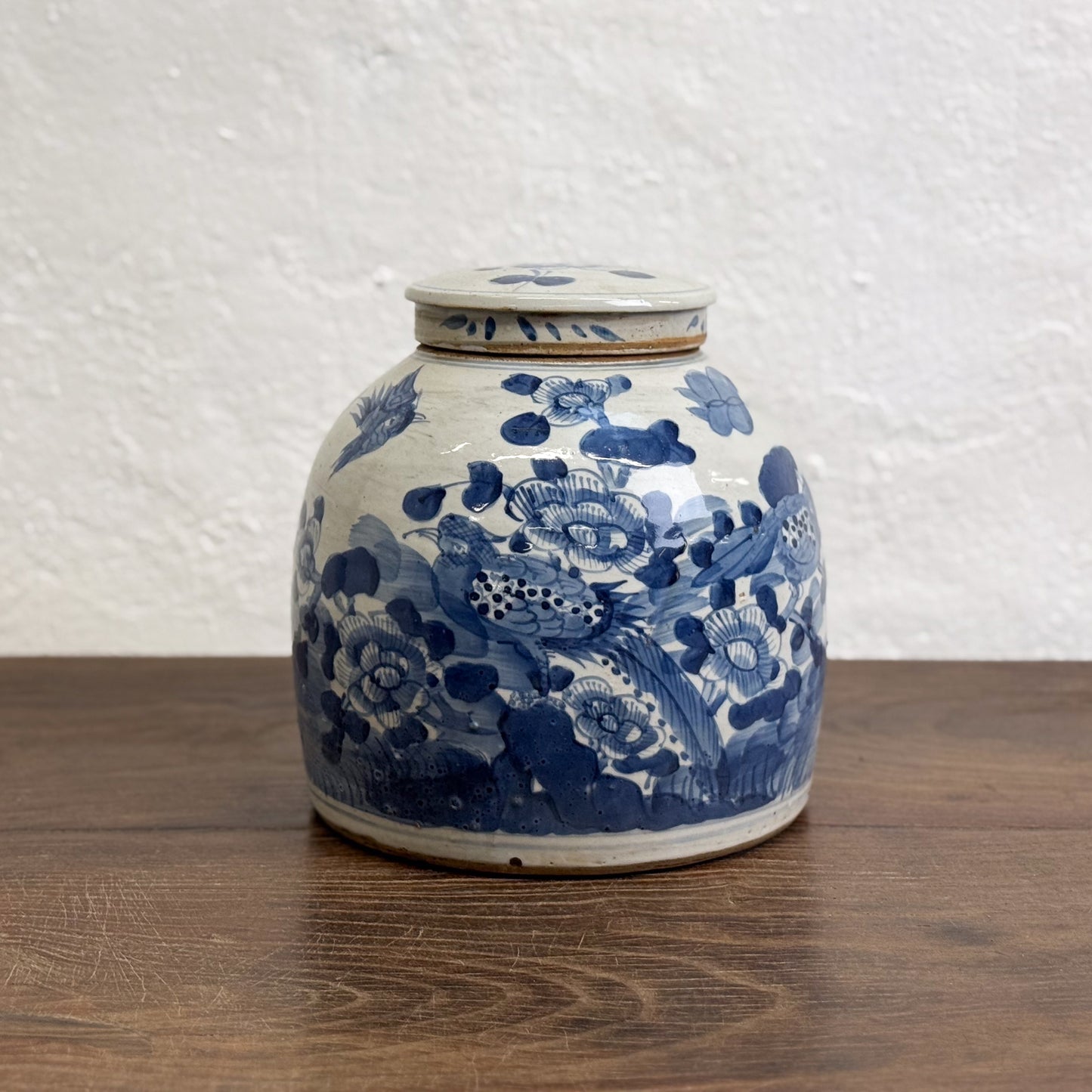 Birds & Flowers Squat Porcelain Ginger Jar